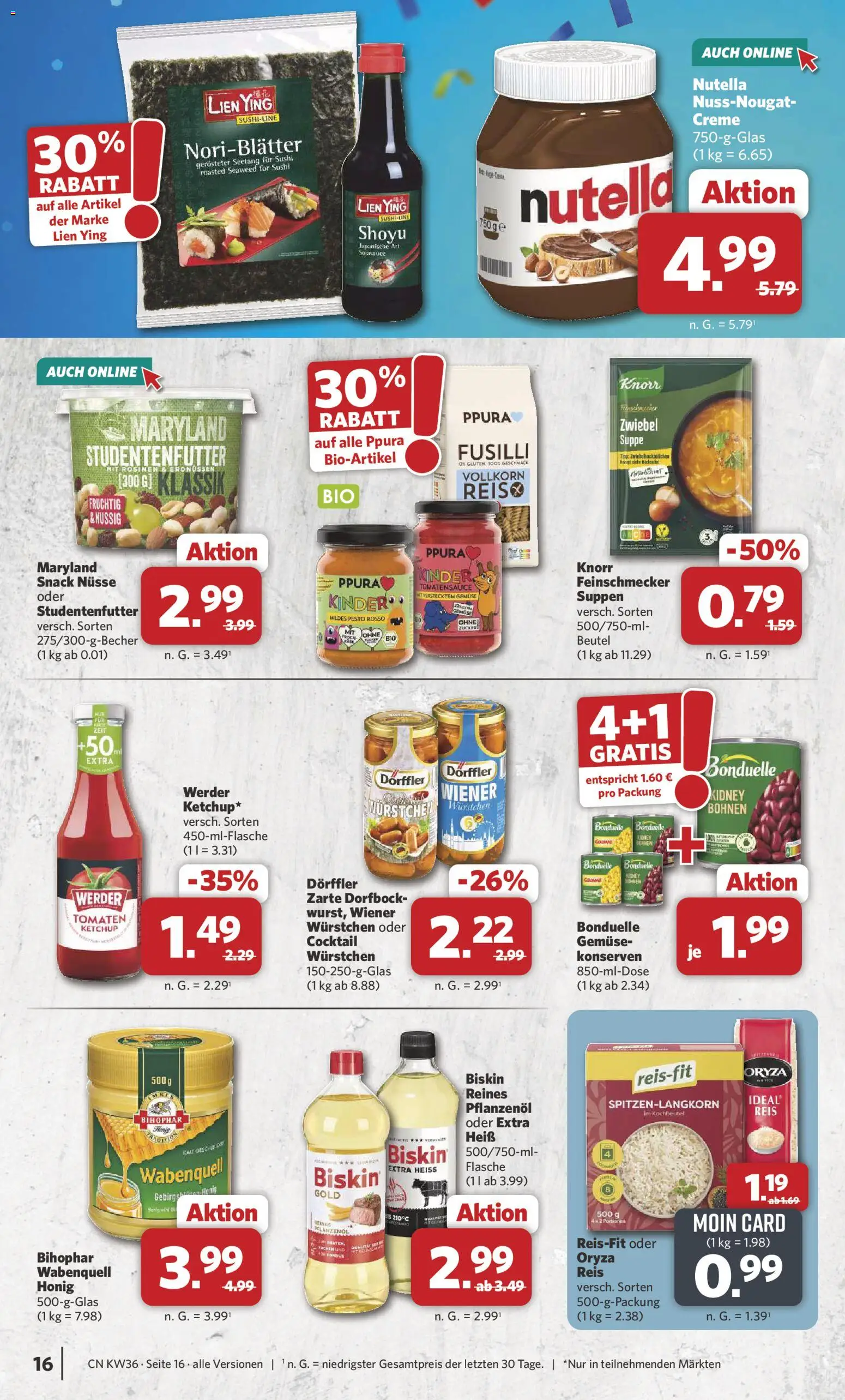 Combi Prospekt – gültig ab 31.08.2026 | Seite: 16 | Produkte: Tomaten, Creme, Nutella, Nüsse