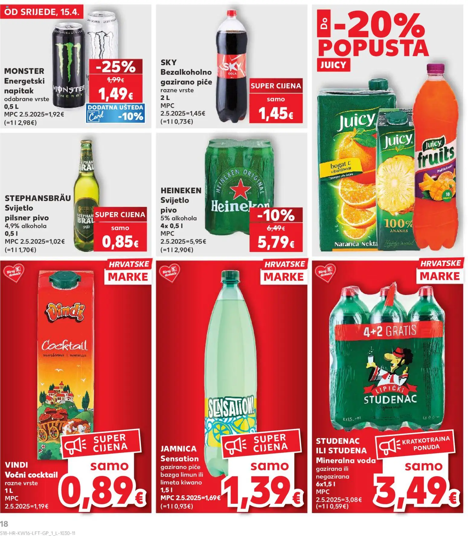 Kaufland katalog | vrijedi od 15.04.2026 | Stranica: 18 | Proizvodi: Mineralna voda, Ananas, Jamnica, Limun