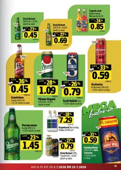 Fresh leták platný od 02.07.2026 | Strana: 39 | Produkty: Pilsner Urquell, Krušovice, Zlatý Bažant, Vodka