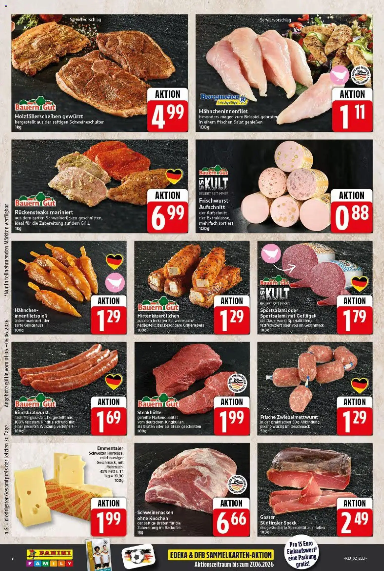 Elli Markt Prospekt Gütersloh – gültig ab 01.06.2026 | Seite: 2 | Produkte: Schweinenacken, Schweinerucken, Rindfleisch, Salat