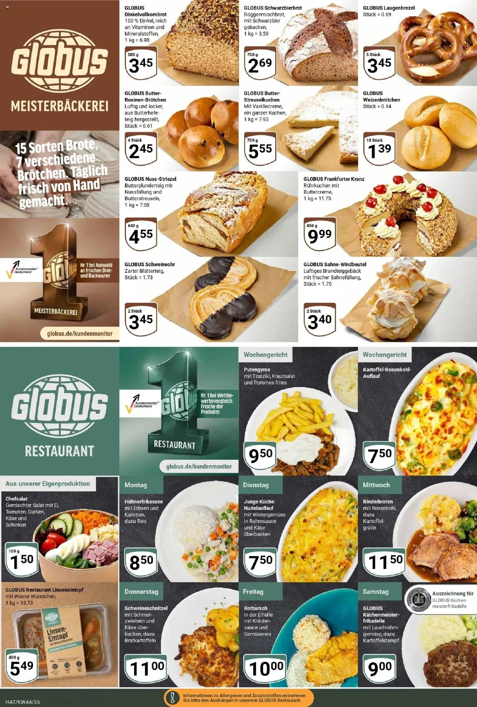 Globus Prospekt Hattersheim (ab 26.10.2026) » Angebote online | Seite: 7 | Produkte: Butter, Brot, Reis, Salat