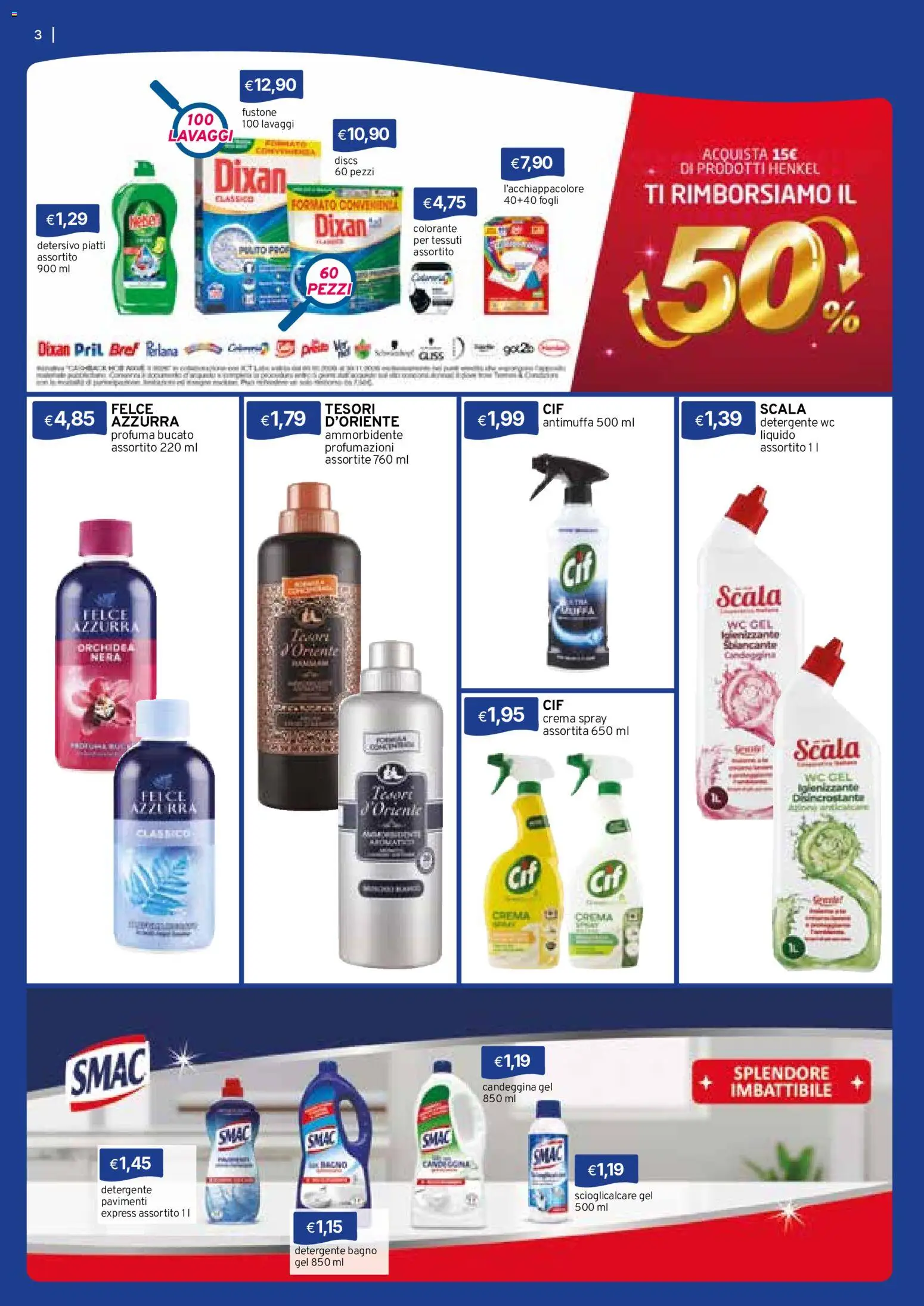 Volantino Sirene Blu del 20/10/2026 | Pagina: 3 | Prodotti: Ammorbidente, Detergente, Piatti, Bagno