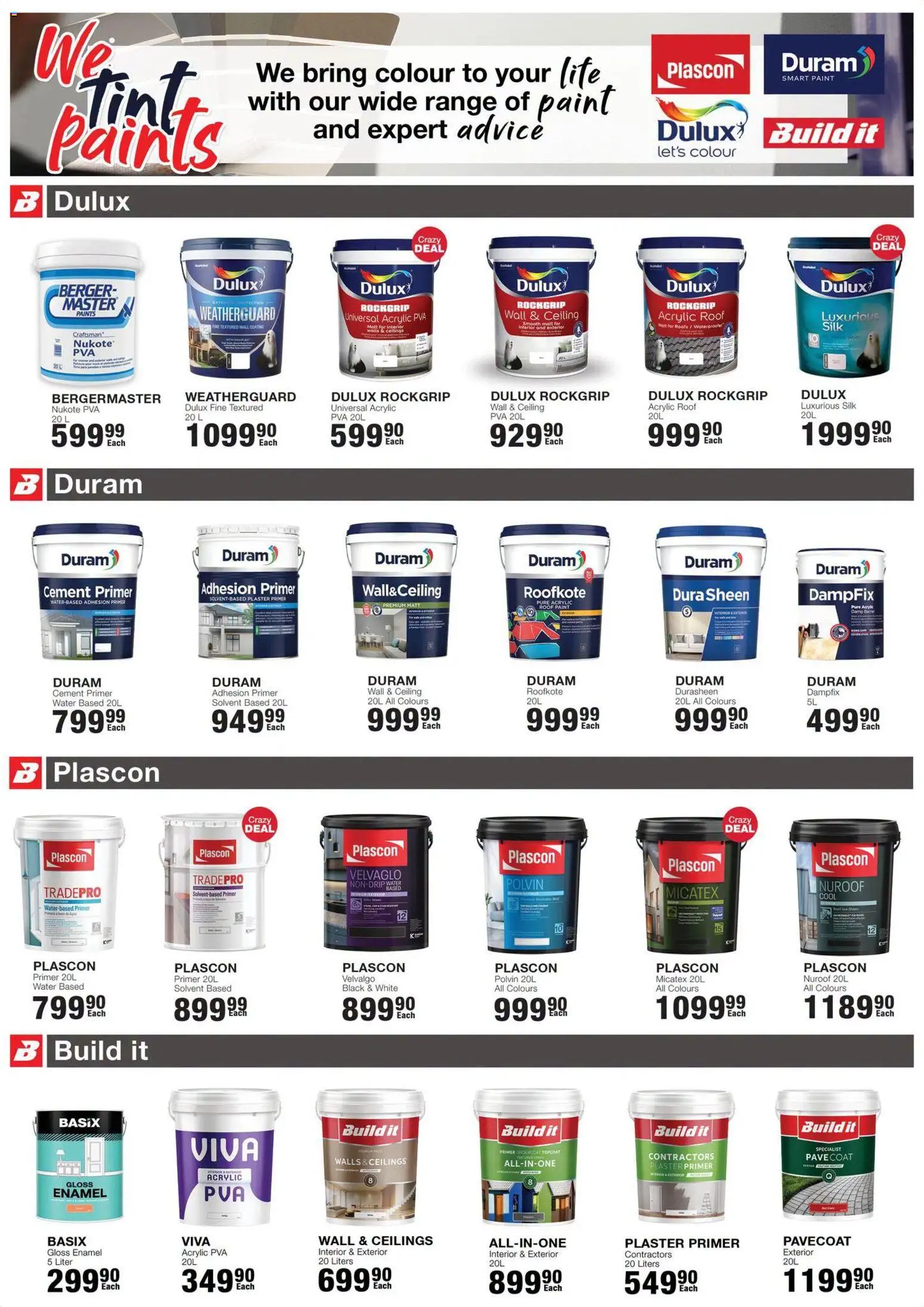 New Build It catalogue – valid from 27/08/2026 | Page: 3 | Products: Primer, Polvin, Plaster, Water
