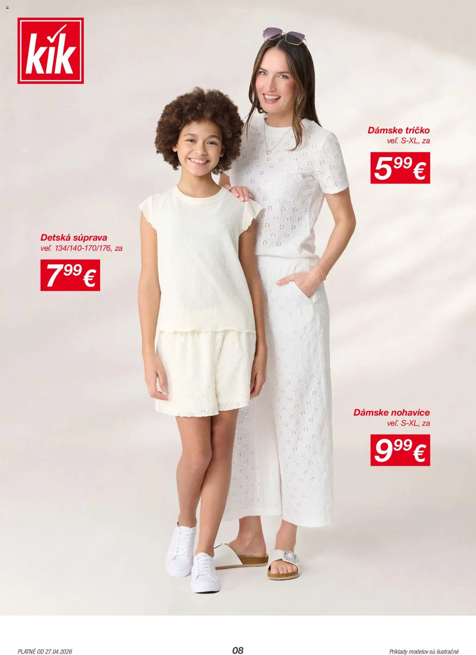 Nové Kik akcie – leták je platný od 27.04.2026 | Strana: 8 | Produkty: Tričko, Nohavice
