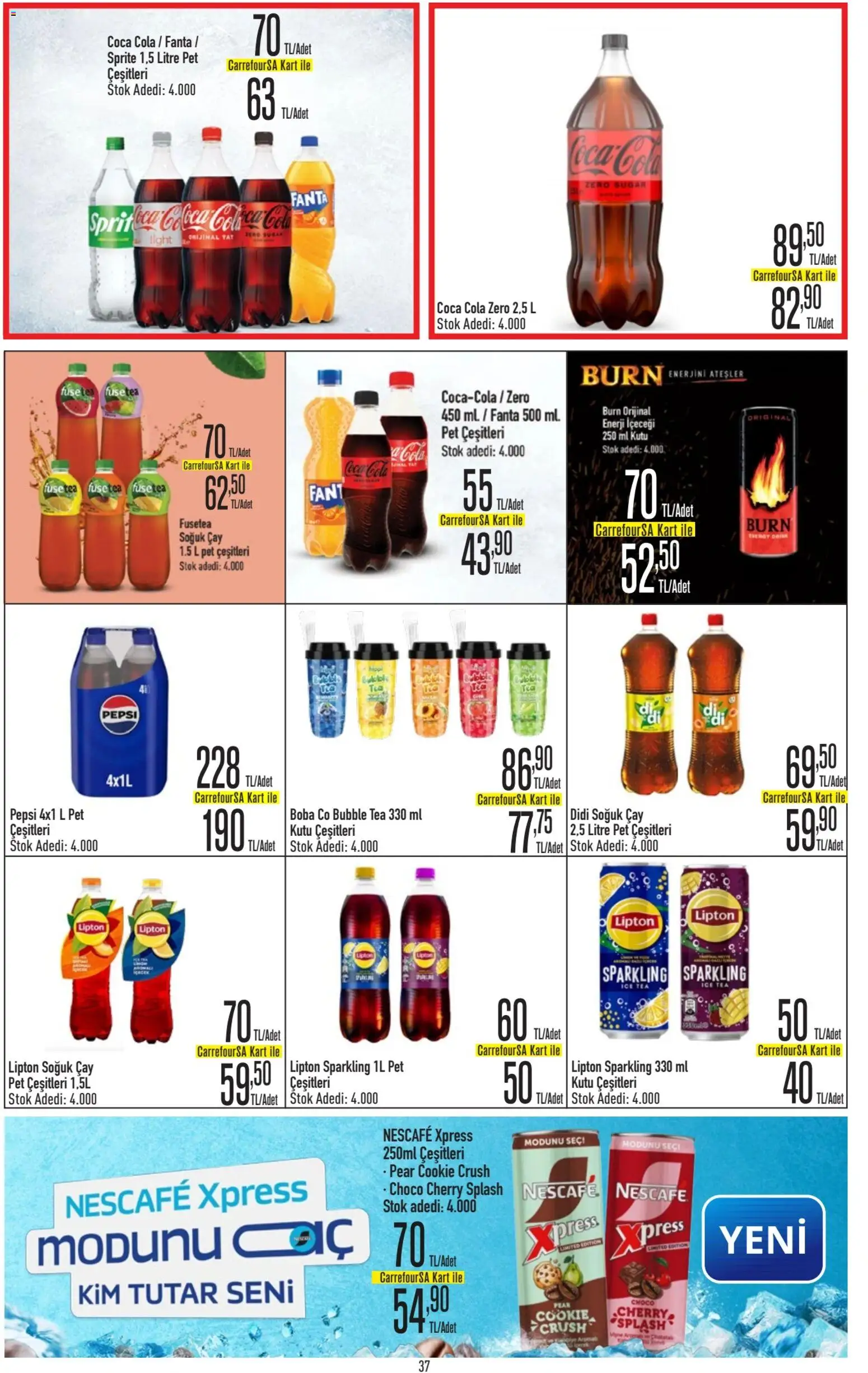 CarrefourSA Katalog - 06 Ağustos 2026 tarihinden itibaren geçerlidir | Sayfa: 37 | Ürünler: Çay, Soğuk çay, Sprite, Ice tea