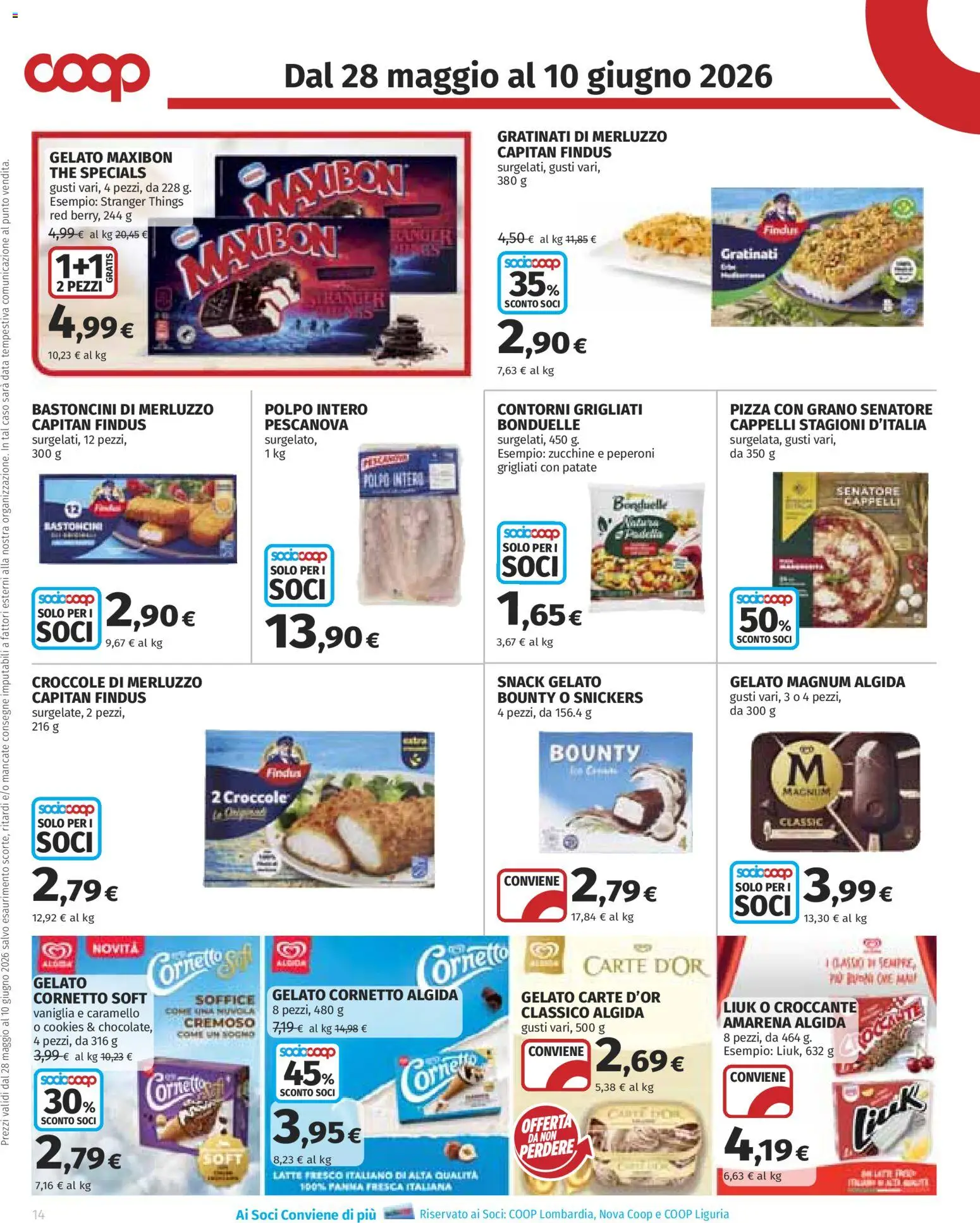 Volantino COOP del 28.05.2026 | Pagina: 14 | Prodotti: Merluzzo, Patate, Latte, Amarena