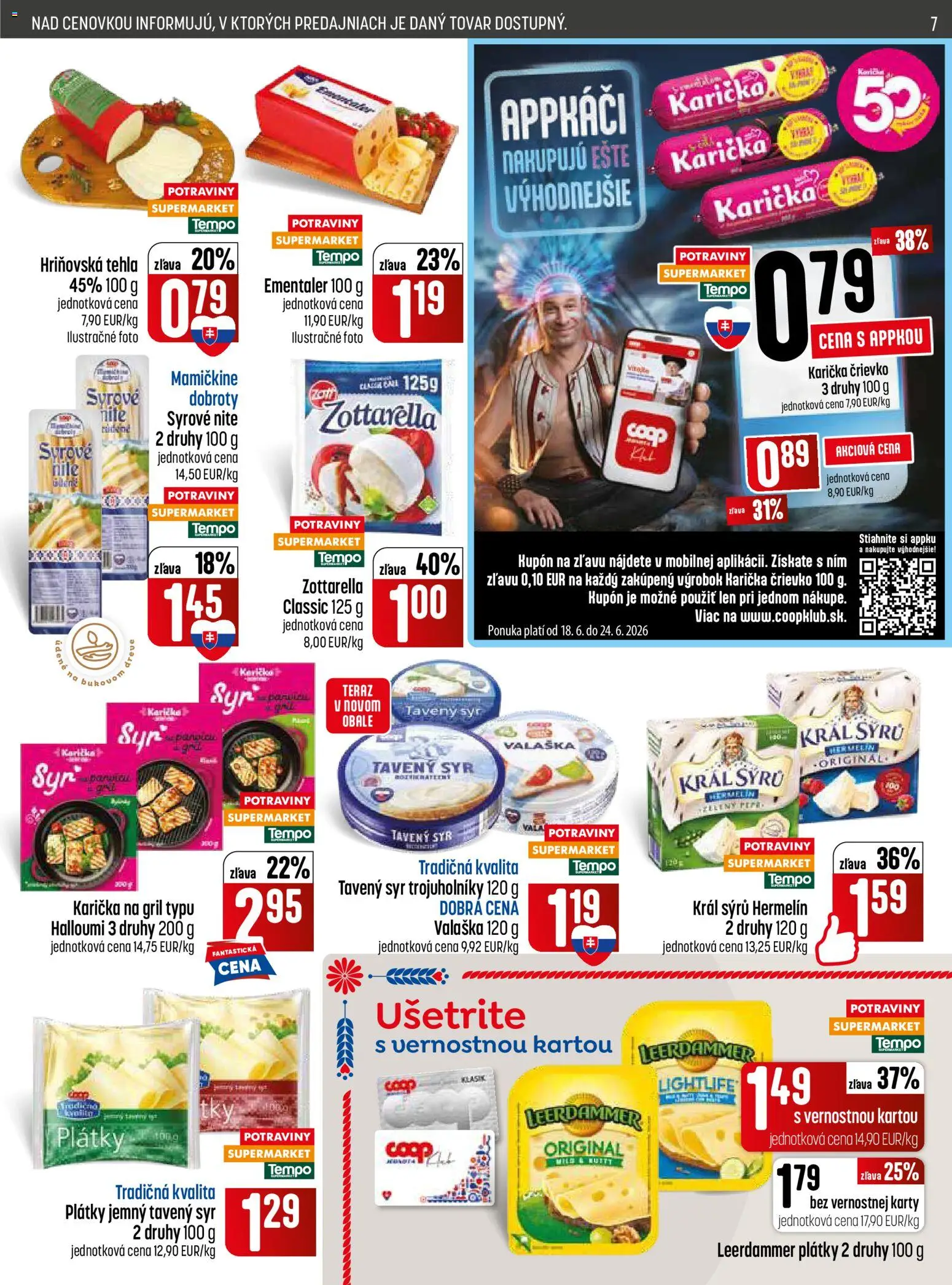 Nové COOP Jednota akcie – leták je platný od 18.06.2026 | Strana: 7 | Produkty: Gril, Syr
