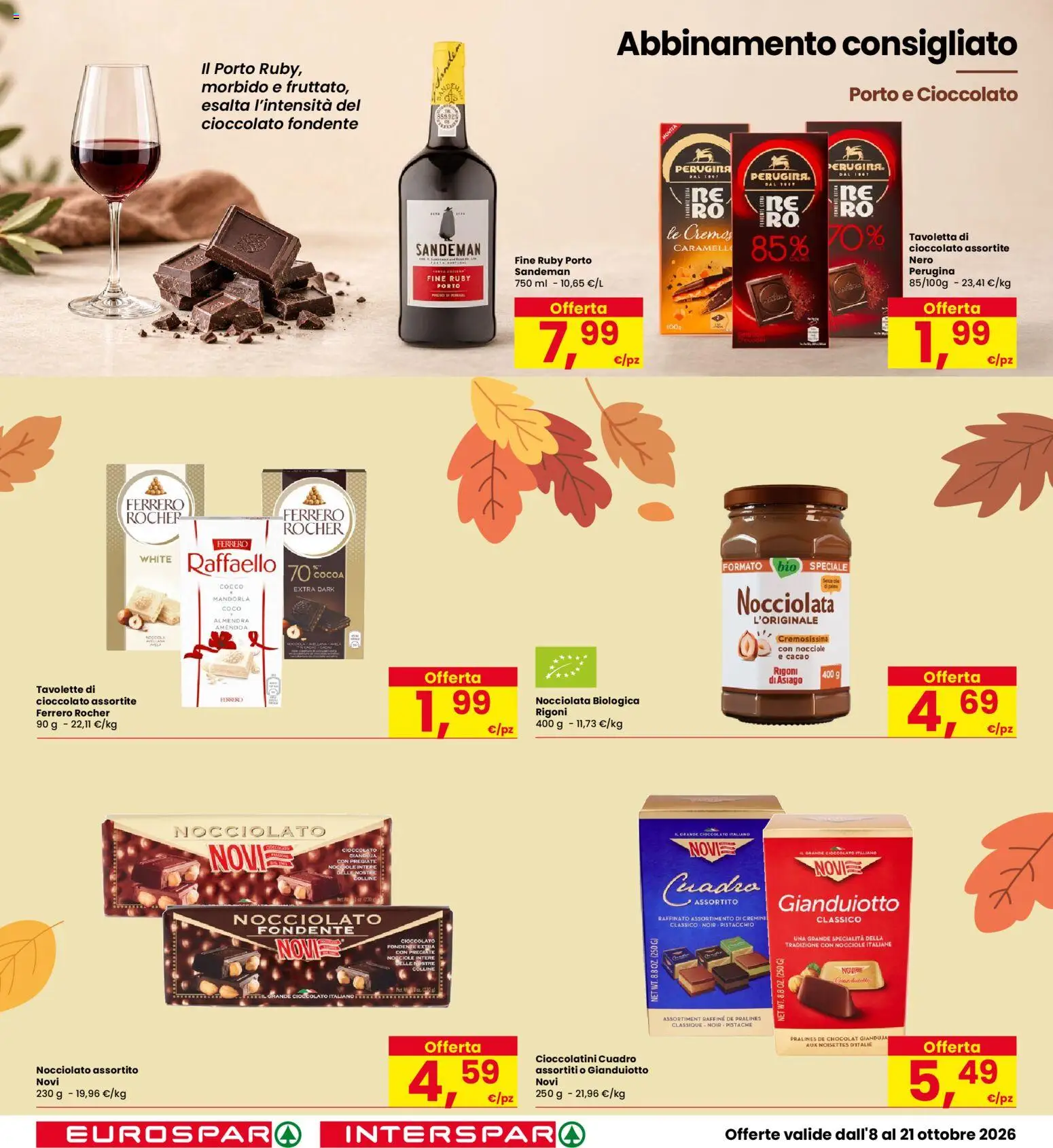 Volantino Eurospar del 08/10/2026 | Pagina: 14 | Prodotti: Cioccolato, Mandorla, Cacao, Raffaello