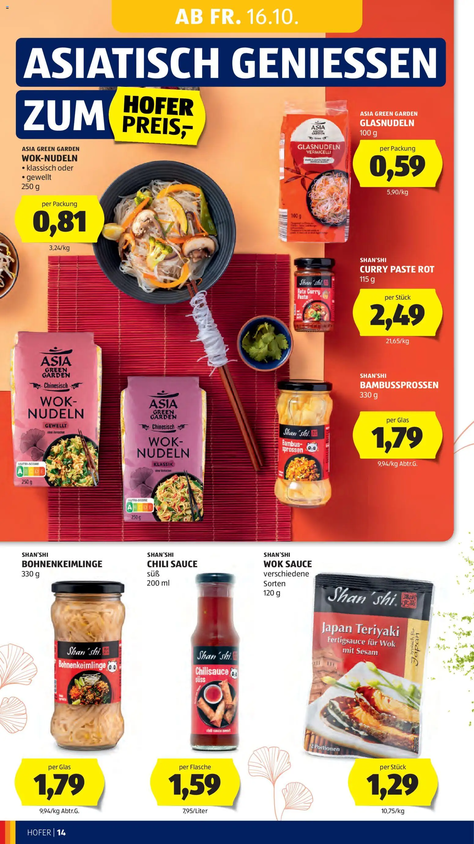 Hofer AT akciós ujság - amely érvényes a következő dátumtól: 2026.10.16. | Oldal: 24 | Termékek: Chili, Asia Green Garden, Wok