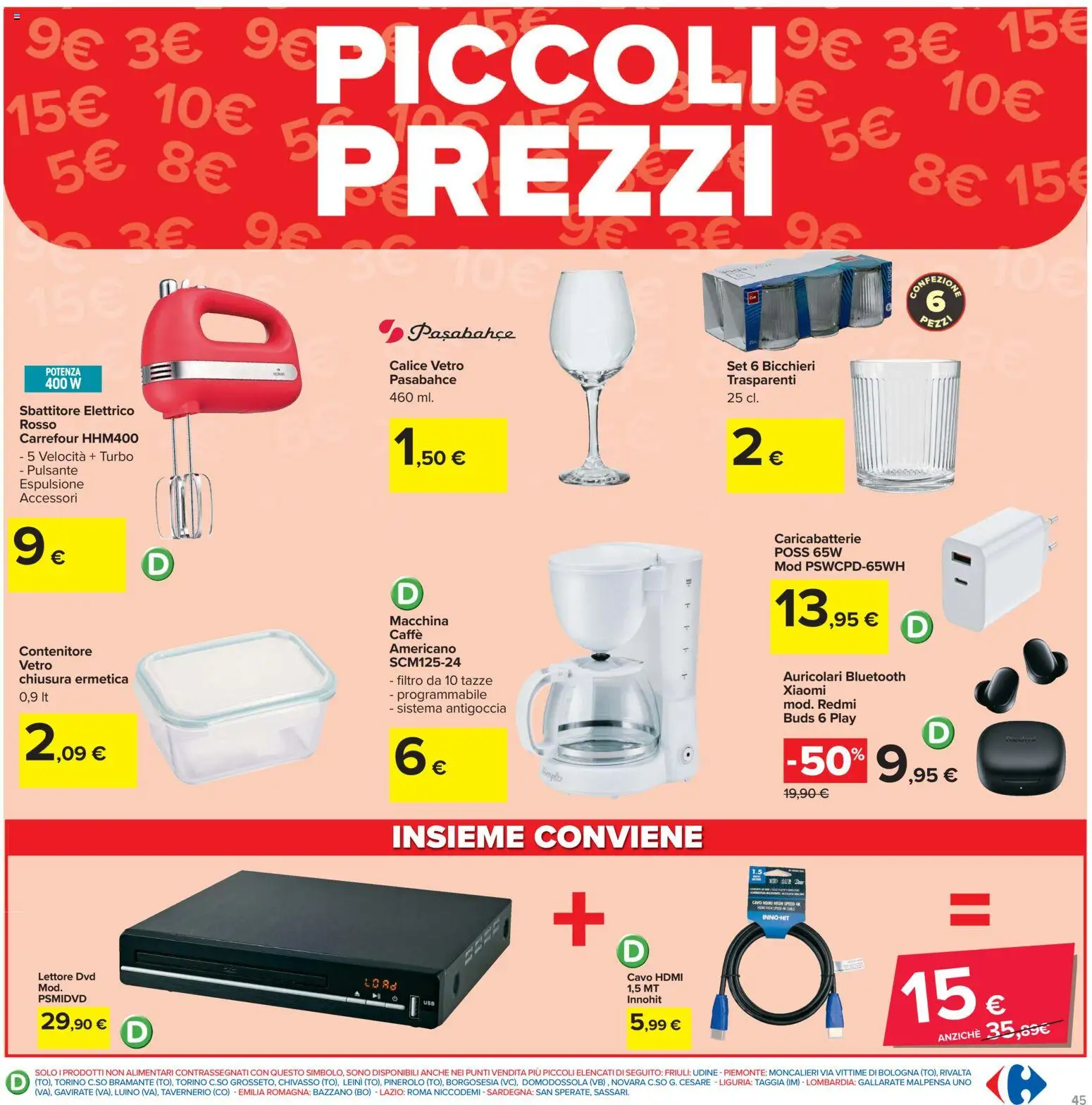 Volantino Carrefour del 15/09/2026 | Pagina: 45 | Prodotti: Auricolari, Xiaomi, Calice, Contenitore
