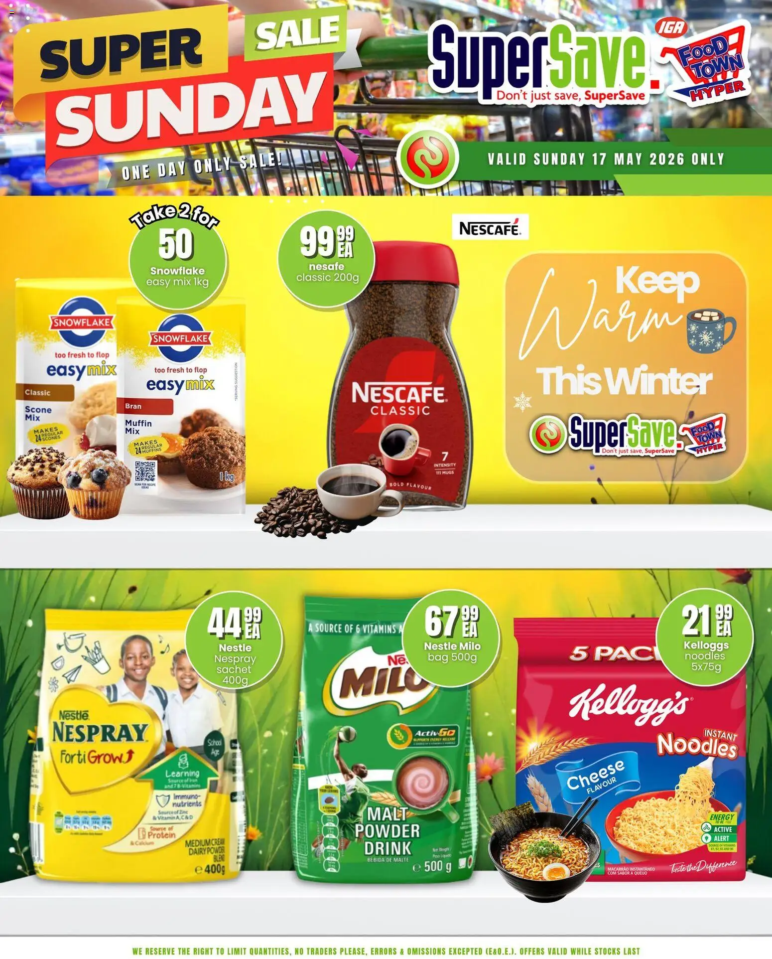 New Super Save catalogue – valid from 17.05.2026 | Page: 4 | Products: Muffins, Vitamins, Cheese, Noodles