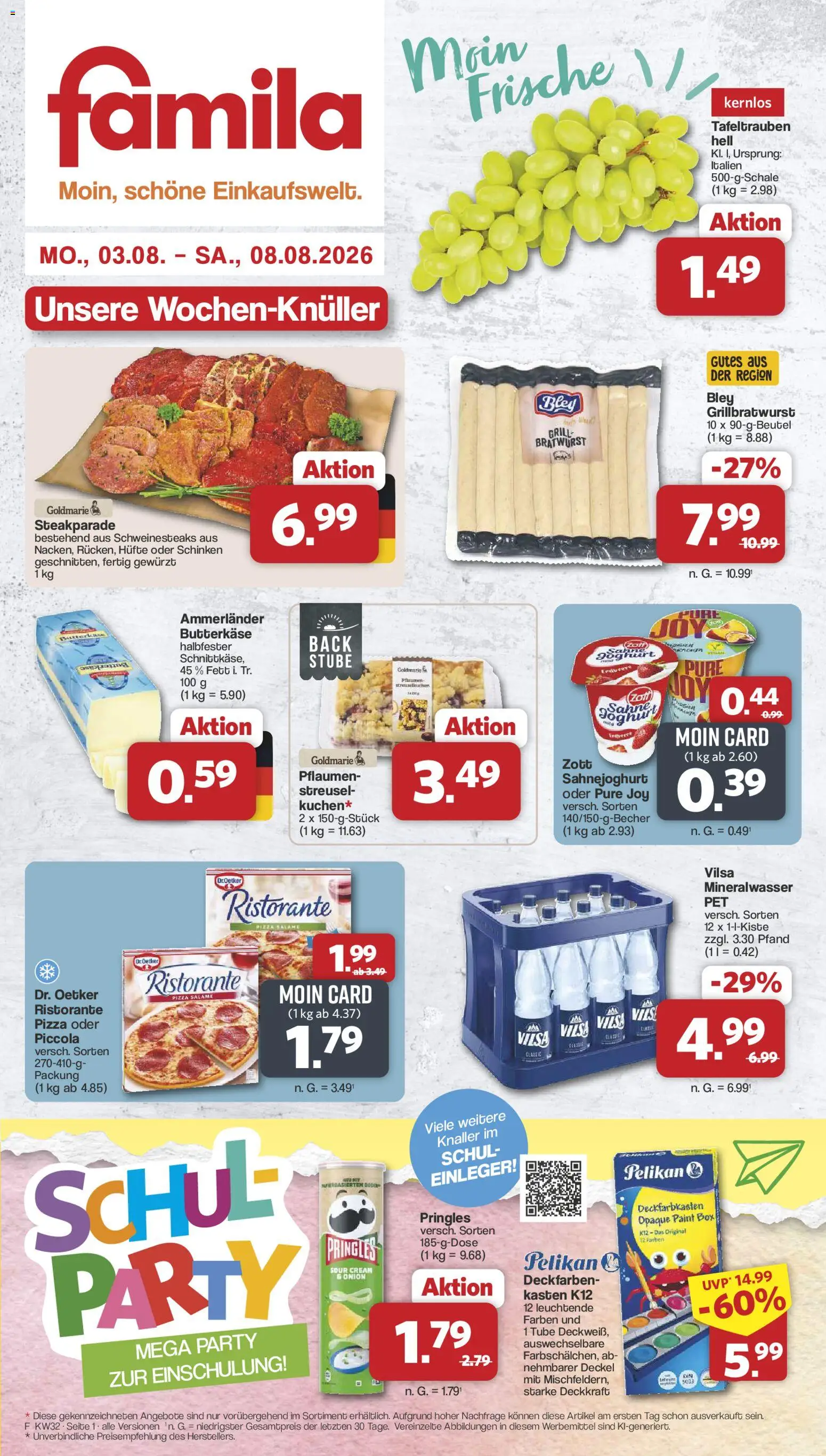 Famila Nordwest Prospekt – gültig ab 03.08.2026 | Seite: 1 | Produkte: Ristorante, Joghurt, Box, Pringles
