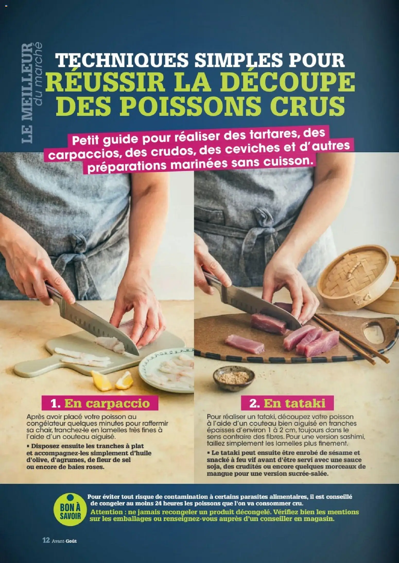 {H1} | Page: 12 | Produits: Sel, Sésame, Poisson, Carpaccio