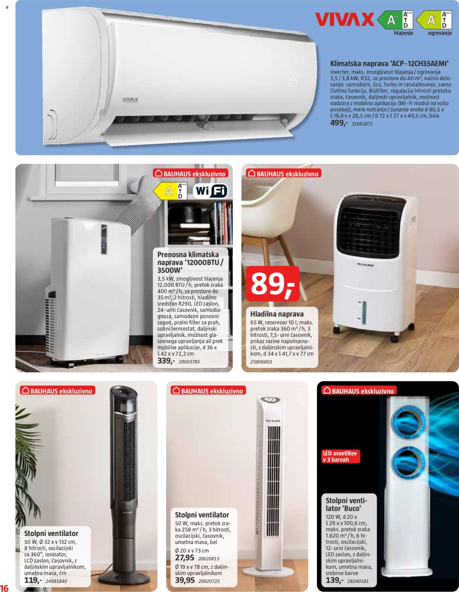 Novi Bauhaus katalog ponudbe – veljaven od 03.06.2026 | Stran: 16 | Izdelki: Klimatska naprava, Ventilator, Prenosna klimatska naprava
