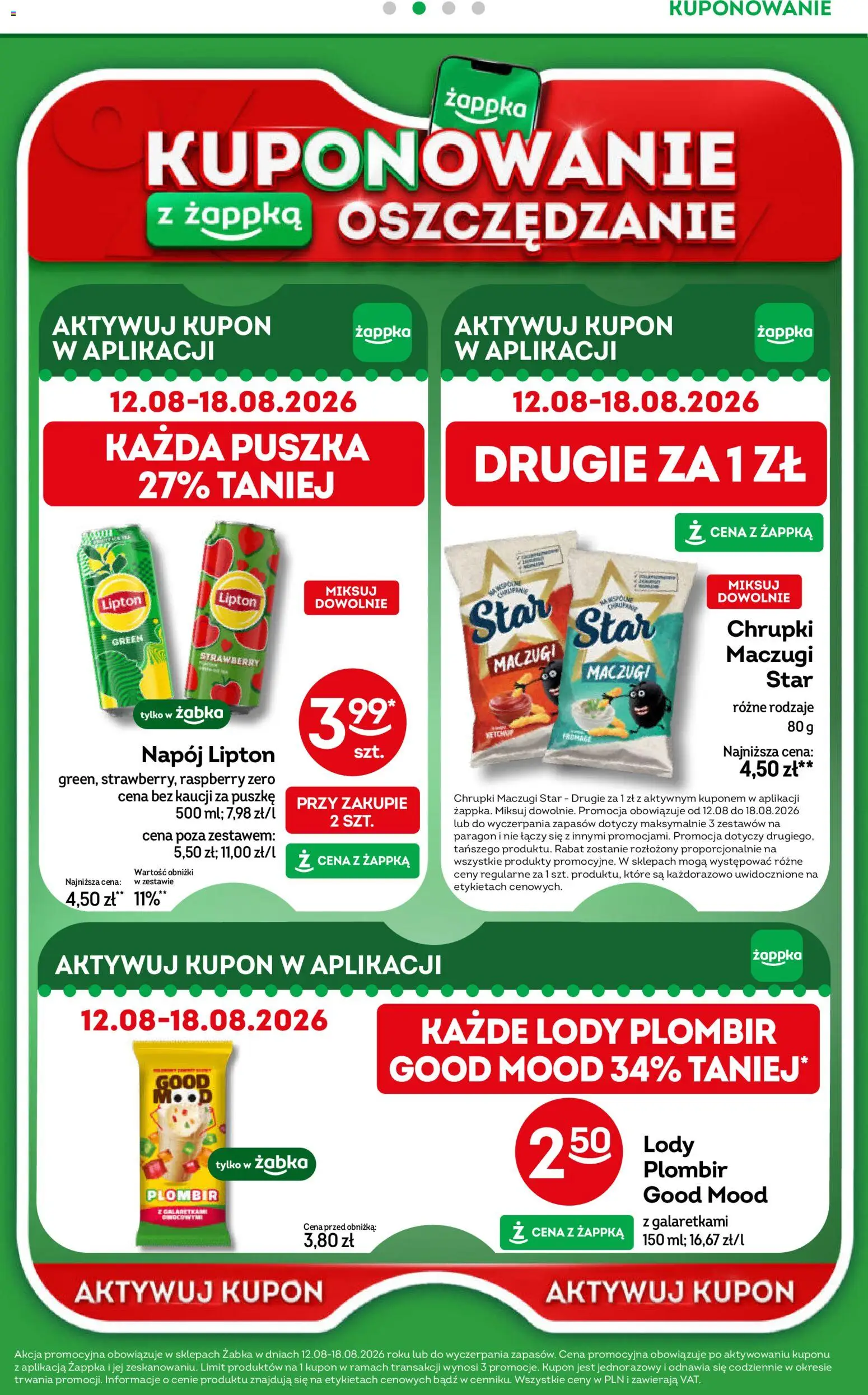 Żabka gazetka od 10.08.2026 | Strona: 37 | Produkty: Chrupki, Lody
