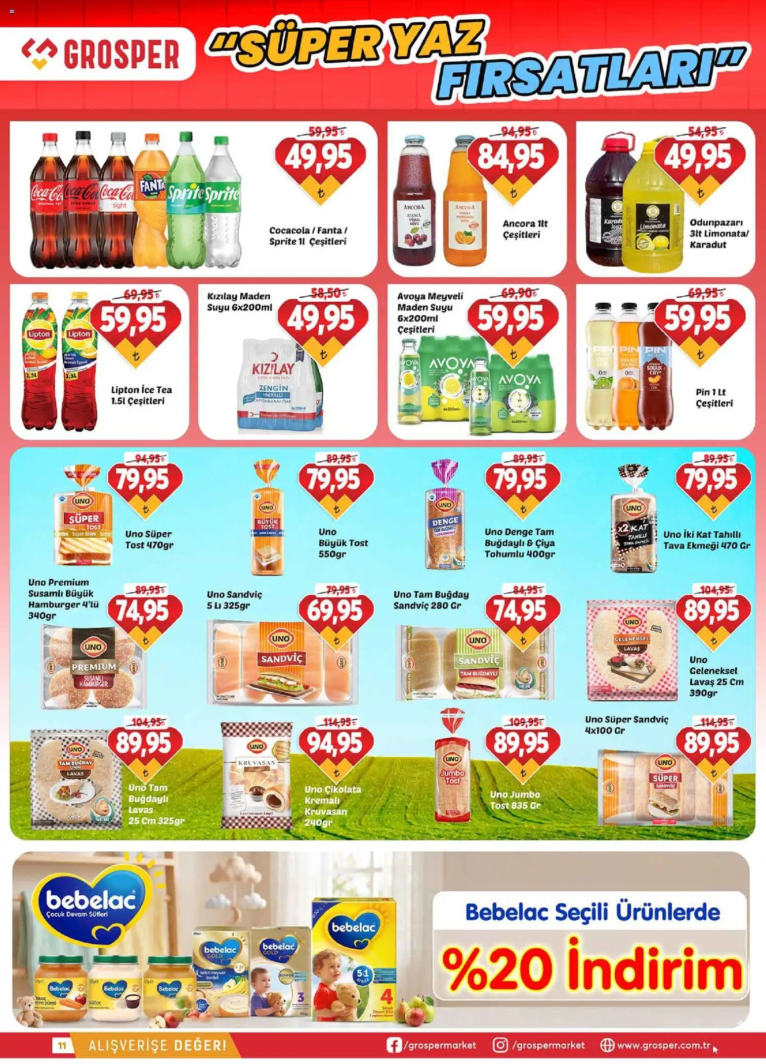 Grosper Katalog - 03.06.2026 tarihinden itibaren geçerlidir | Sayfa: 11 | Ürünler: Çikolata, Maden suyu, Fanta, Sprite