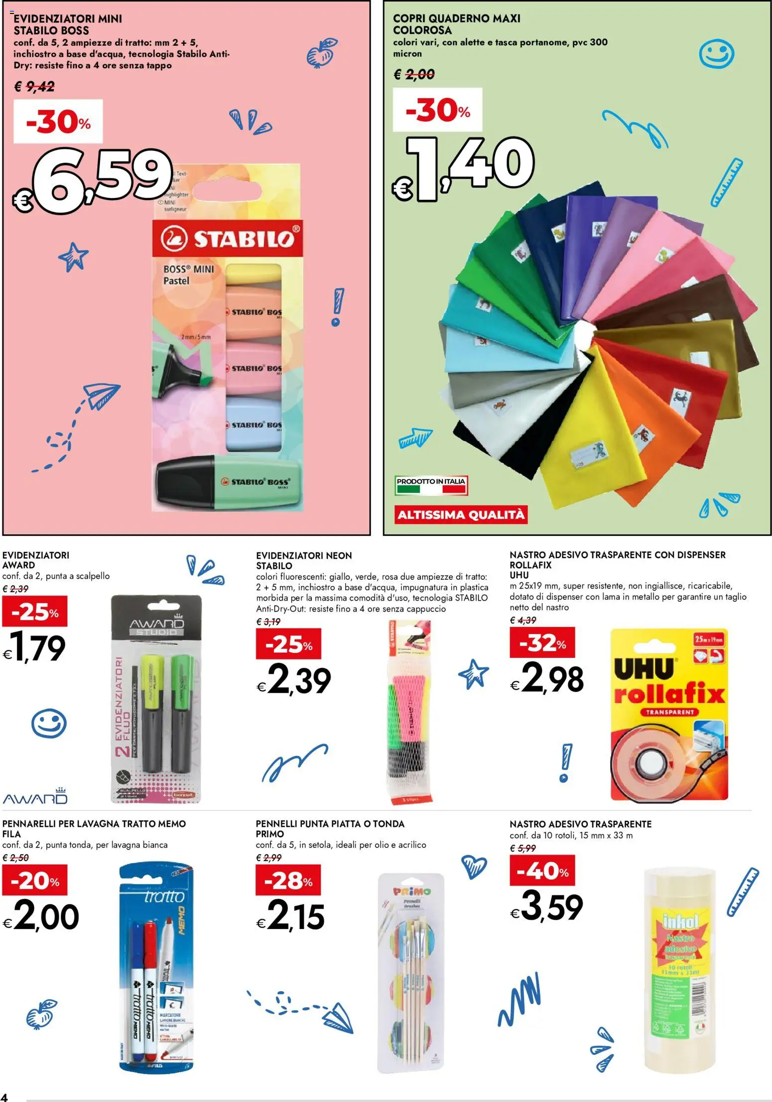 Volantino bennet del 27/08/2026 | Pagina: 4 | Prodotti: Olio, Cappuccio, Nastro adesivo, Quaderno