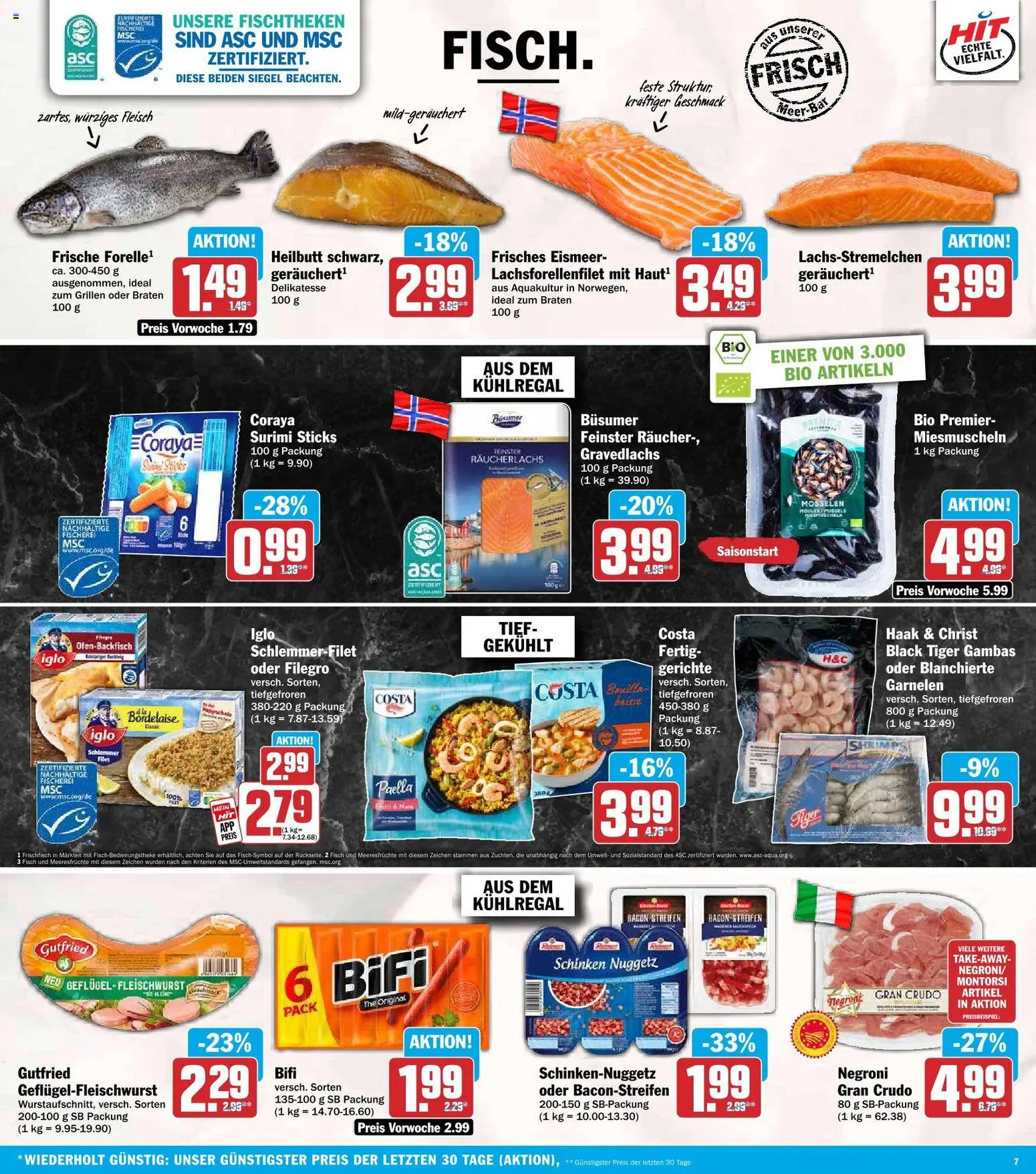 HIT Prospekt – gültig ab 12.10.2026 | Seite: 7 | Produkte: Garnelen, Meeresfrüchte, Schinken, Fleisch