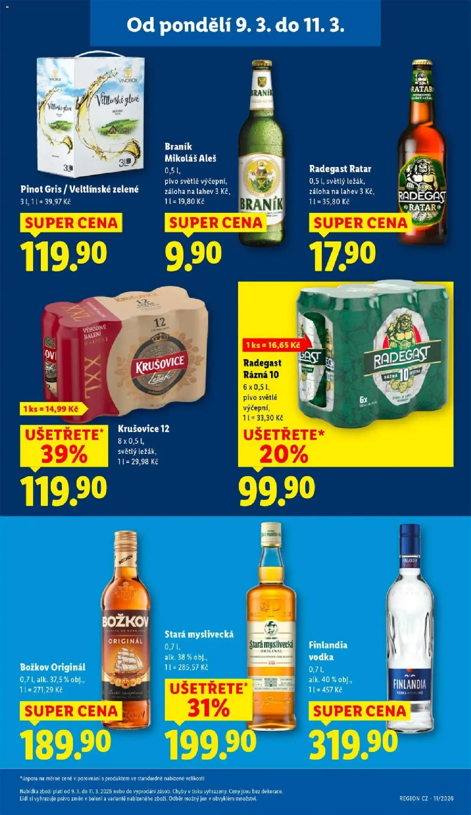 Lidl aktuální leták od 09.03.2026 | Strana: 23 | Produkty: Pivo, Stará myslivecká, Radegast Rázna 10, Láhev