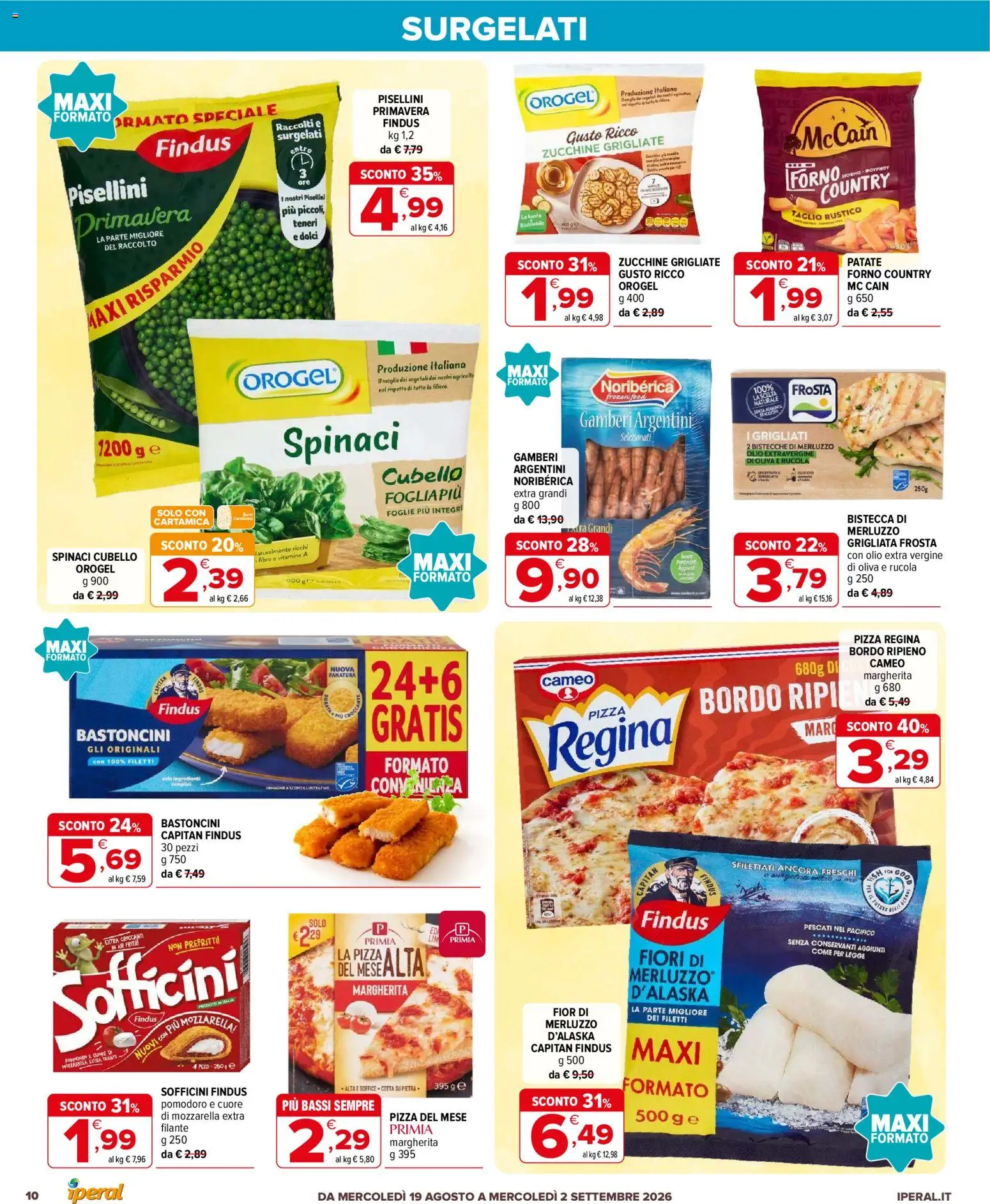 Volantino Iperal del 19/08/2026 | Pagina: 10 | Prodotti: Gamberi, Patate, Pomodoro, Bistecca
