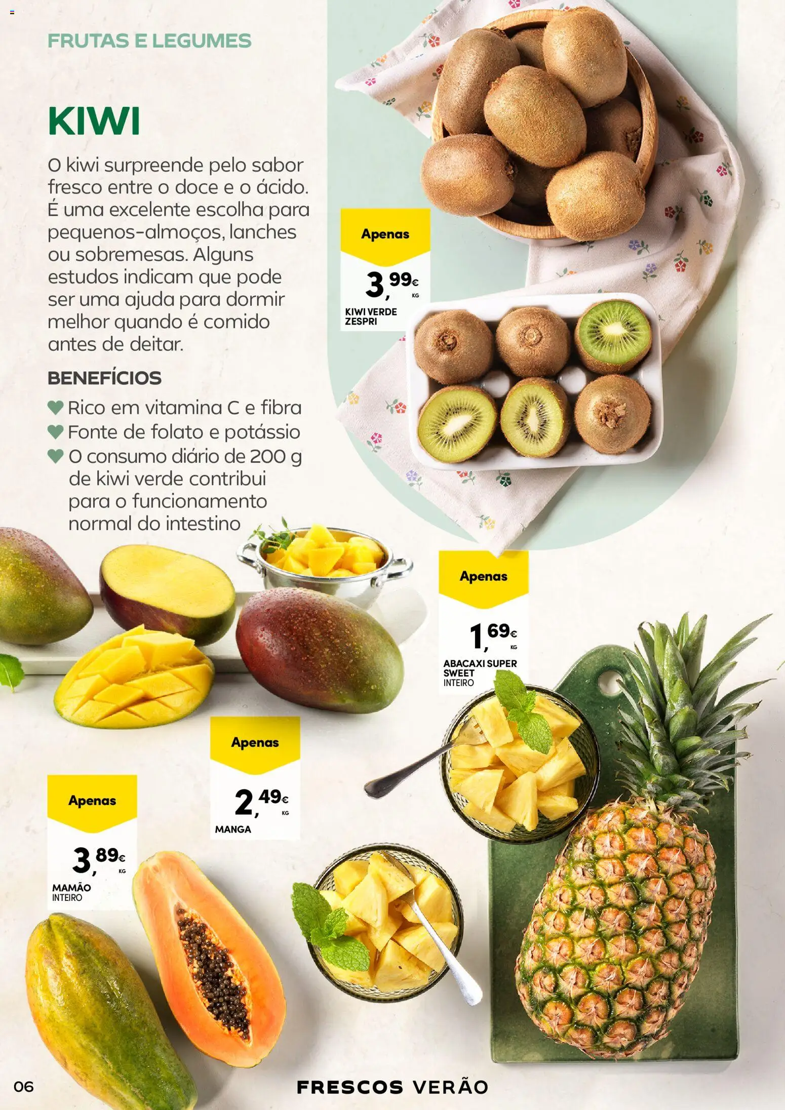 Continente - Frescos Frescura do Verão │ válido de 16.06.2026 | Página: 6 | Produtos: Vitamina c, Abacaxi, Kiwi, Mamão