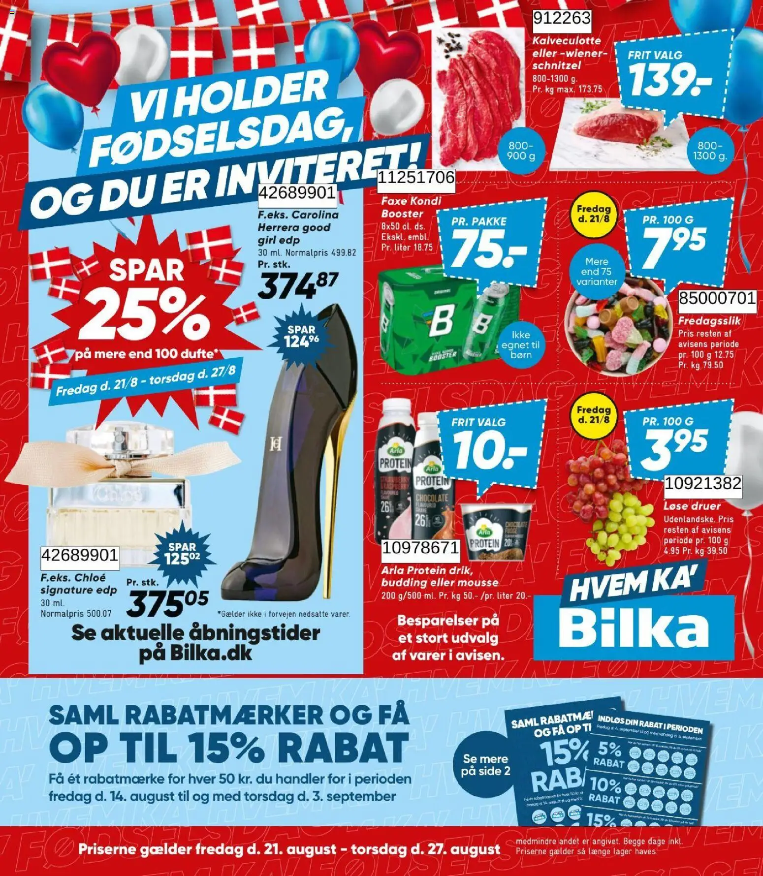 Bilka tilbudsavis – gyldig fra 21/08/2026 | Side: 1 | Produkter: Faxe Kondi, Druer