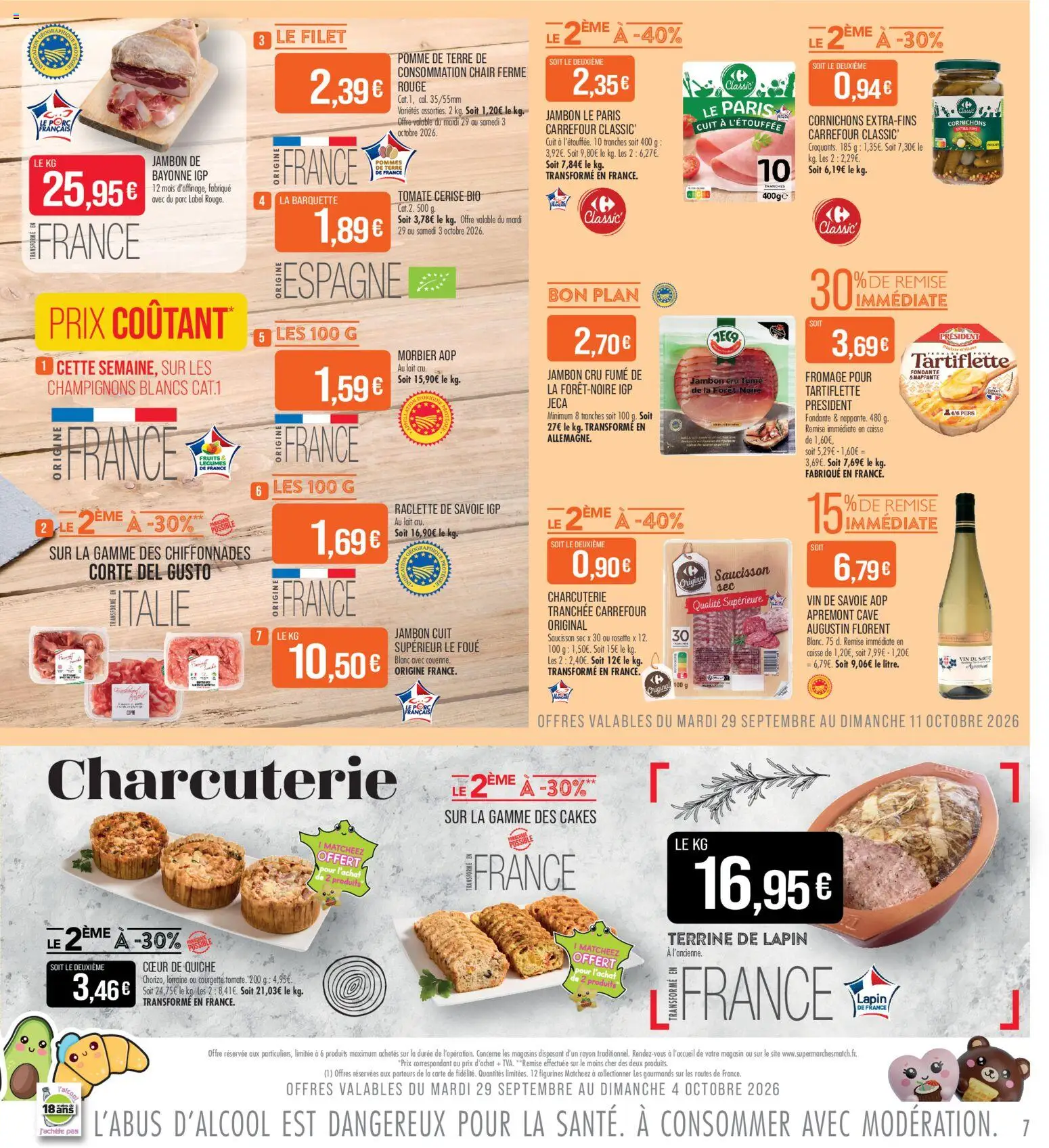 {H1} | Page: 7 | Produits: Pomme de terre, Tomate, Fromage, Porc