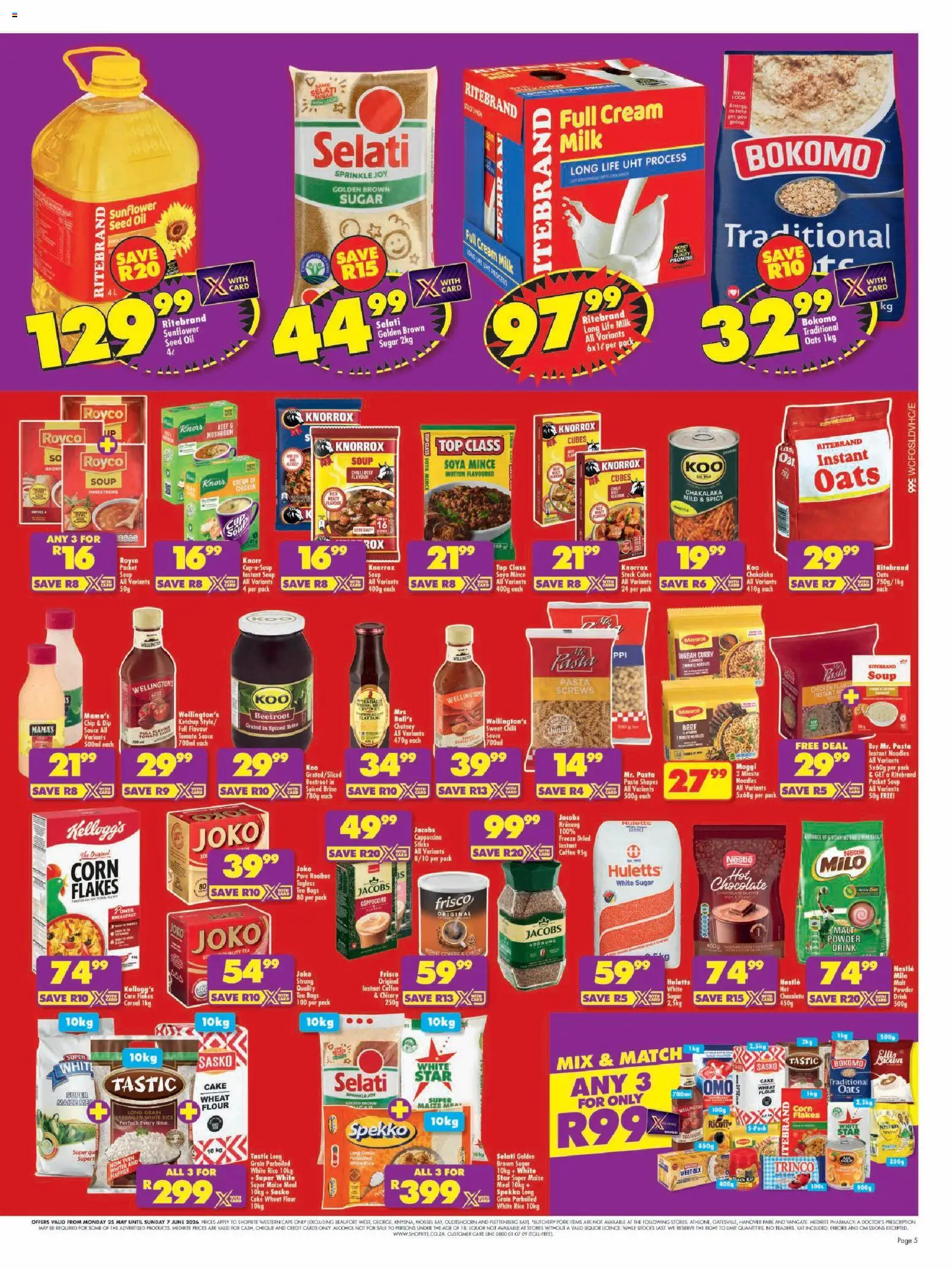 New Shoprite catalogue – valid from 25.05.2026 | Page: 5 | Products: Oats, Oil, Pork, Flakes