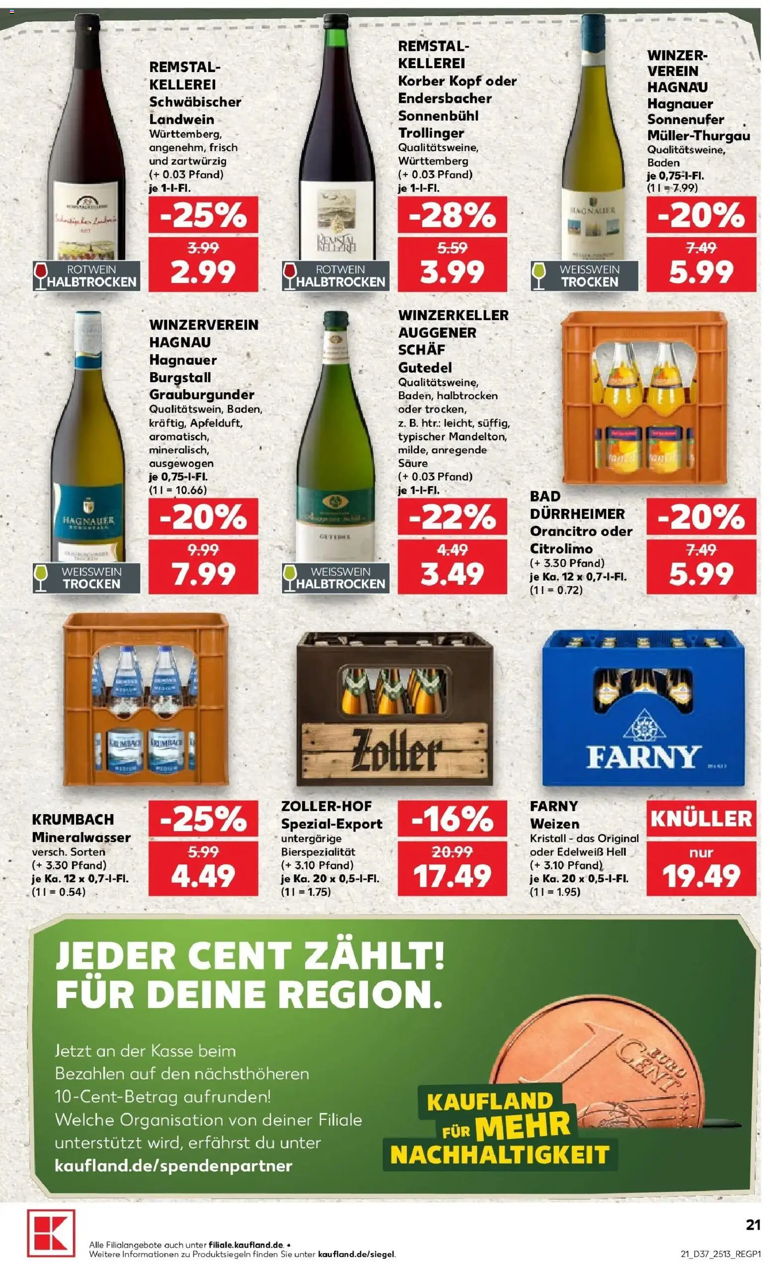 Prospekt Kaufland ab 10.09.2026 » Angebote Online zum Blättern | Seite: 21 | Produkte: Weißwein, Rotwein, Mineralwasser