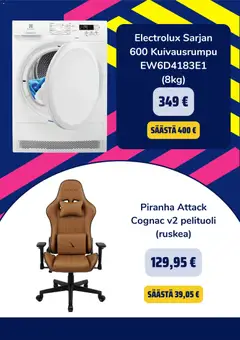Gigantti-mainoslehti voimassa 13.06.2026 alkaen | Sivu: 5 | Tuotteet: Kuivausrumpu, Pelituoli