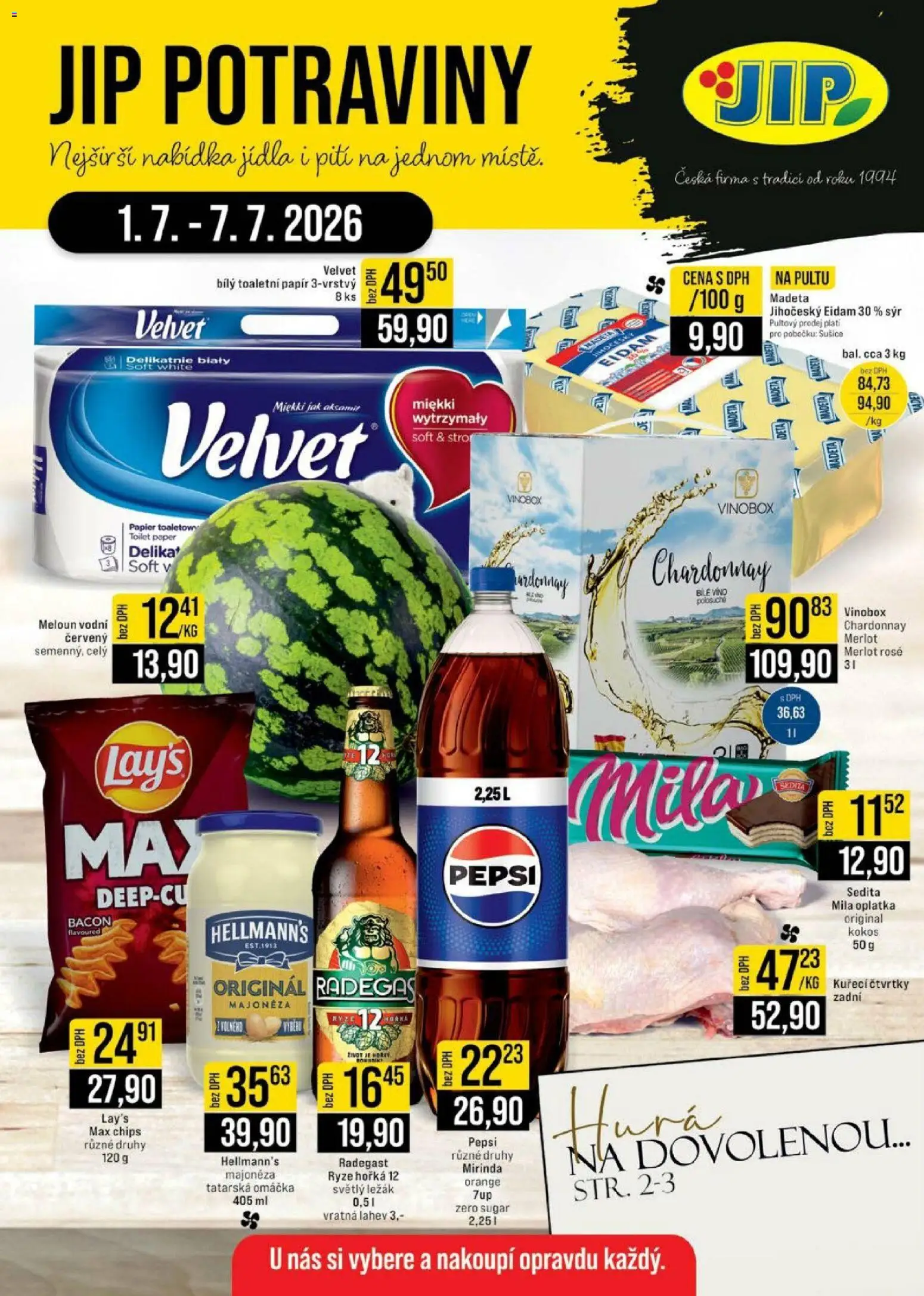 Jip leták - Cash & Carry od 01.07.2026 | Strana: 1 | Produkty: Sýr, Eidam, Velvet, Potraviny