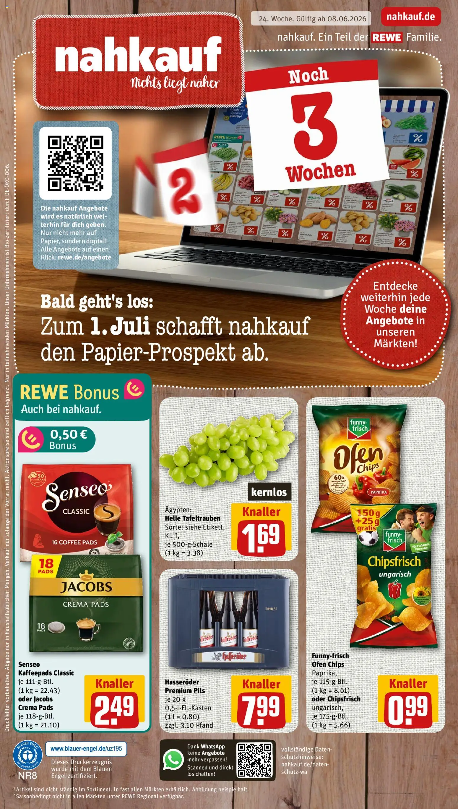 Nahkauf Prospekt – gültig ab 08.06.2026 | Seite: 1 | Produkte: Ofen, Pils, Paprika, Hasseröder