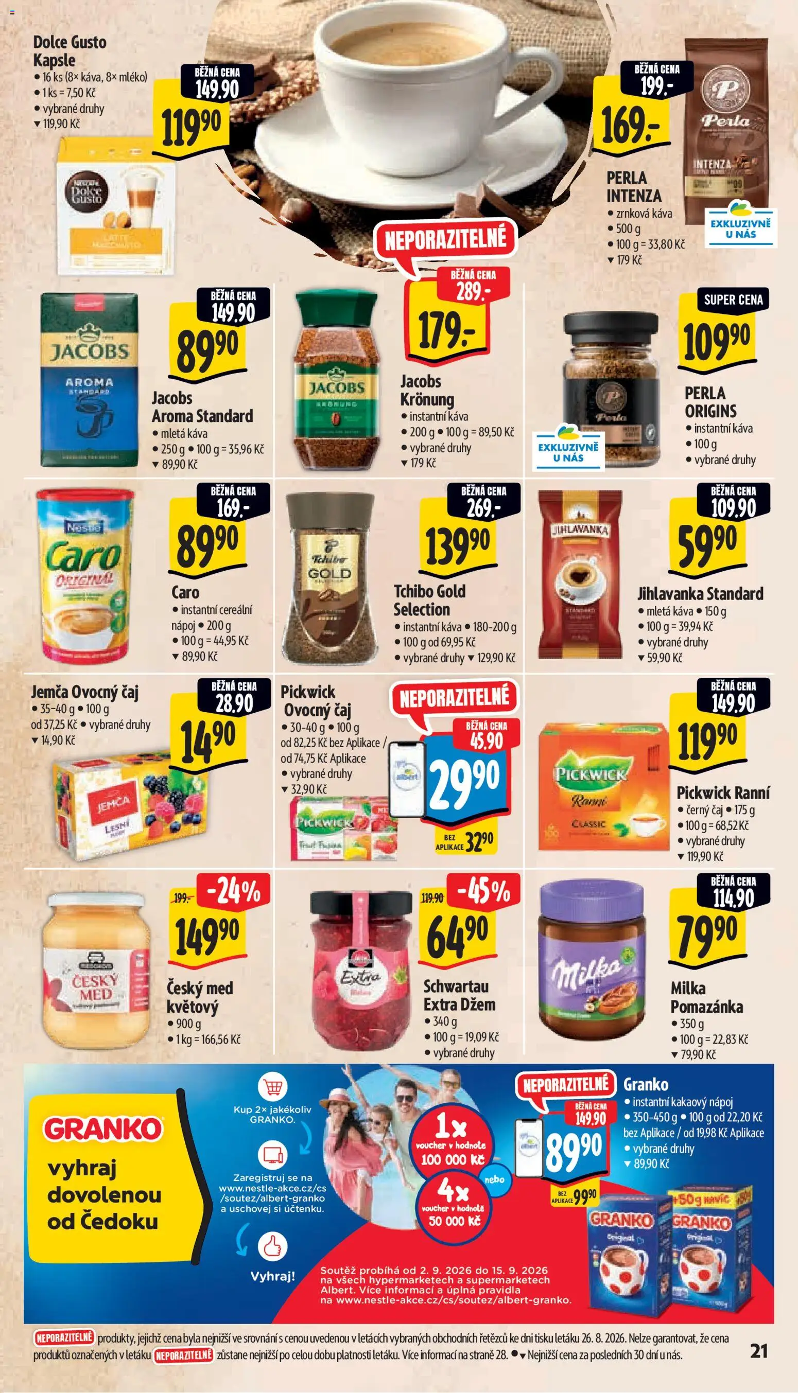 Albert leták - Hypermarket od 02.09.2026 | Strana: 29 | Produkty: Černý čaj, Pomazánka, Perla, Dolce gusto kapsle