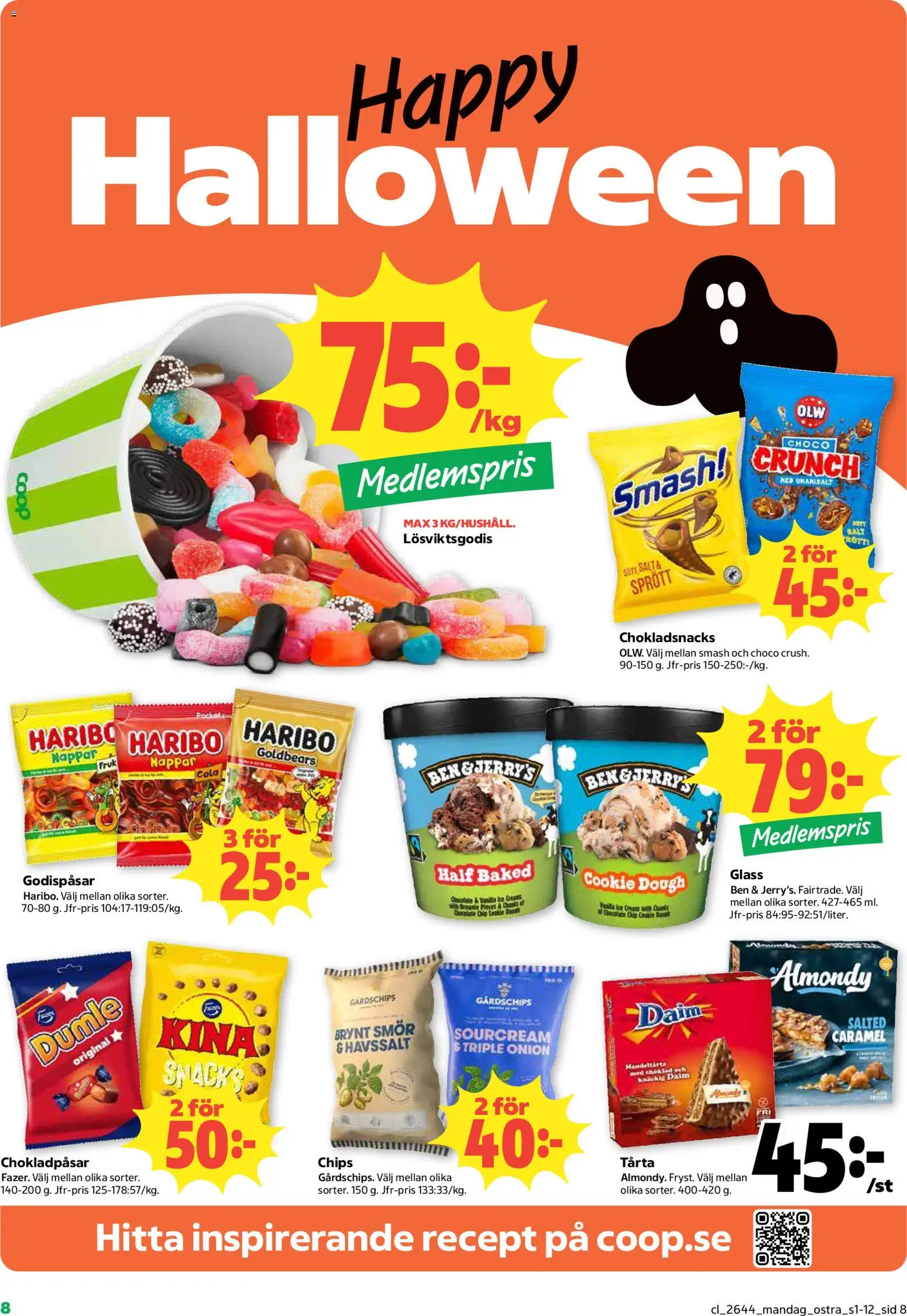 Coop Daglivs reklamblad aktuell från 26/10/2026 | Sida: 8 | Produkter: Tårta, Salt, Smör, Choklad