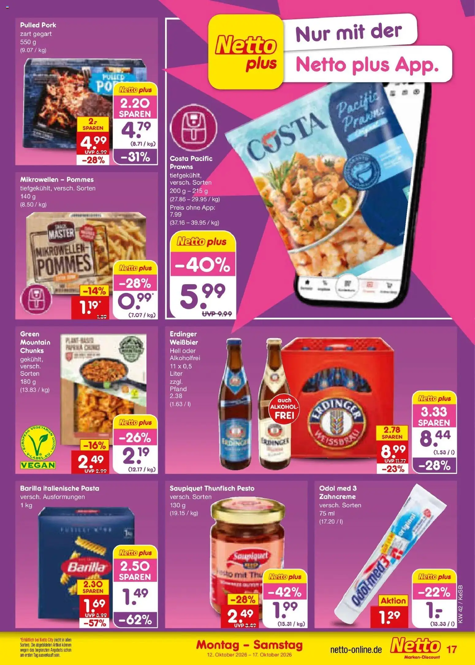 Netto Marken-Discount Prospekt Koblenz (ab 12.10.2026) » Angebote | Seite: 19 | Produkte: Erdinger, Thunfisch, Weißbier, Pasta
