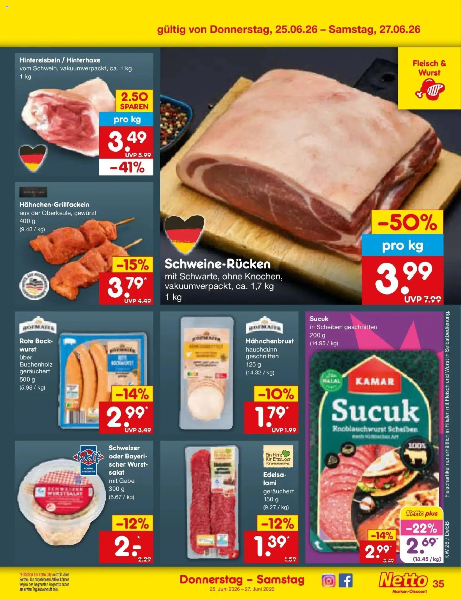 Netto Marken-Discount Prospekt Waiblingen-Bittenfeld – gültig ab 21.06.2026 | Seite: 47 | Produkte: Wurst, Schweinerucken, Fleisch, Salat