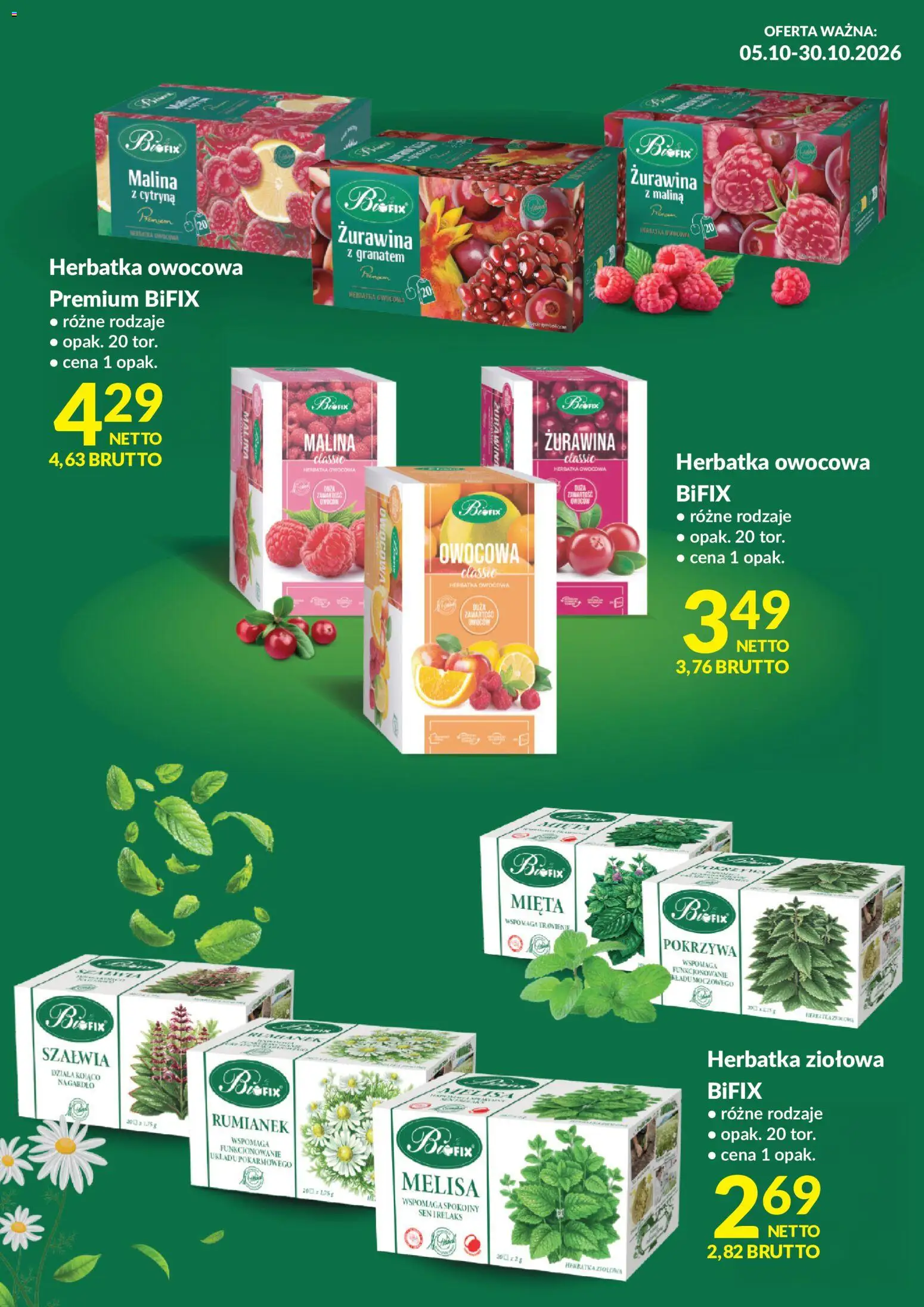 Makro gazetka - BIfix od 05.10.2026 | Strona: 1 | Produkty: Malina, Rumianek, Mięta, Melisa