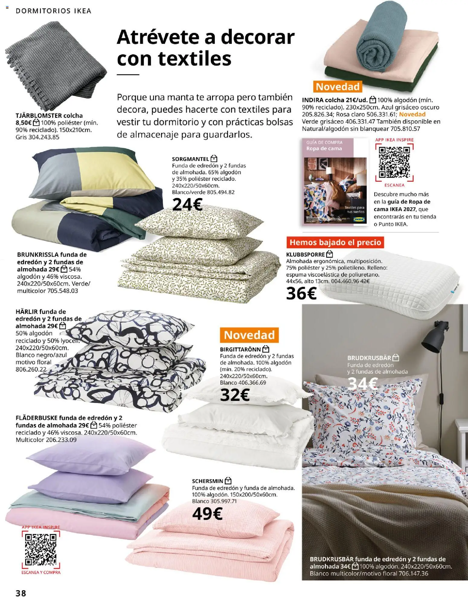 IKEA - Accesorios y decoración │ válido desde el 01/09/2026 | Página: 38 | Productos: Espuma, Algodón, Almacenaje, Colcha