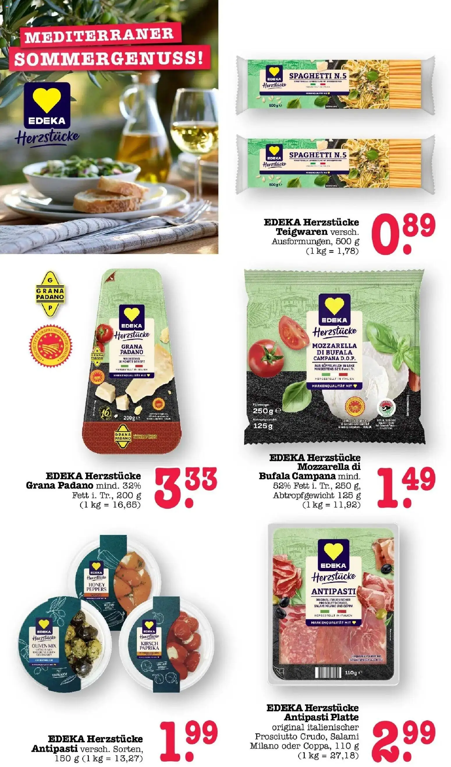 Edeka Prospekt Heidelberg (ab 31.08.2026) » Angebote Online | Seite: 34 | Produkte: Grana Padano, Spaghetti, Paprika, Salami