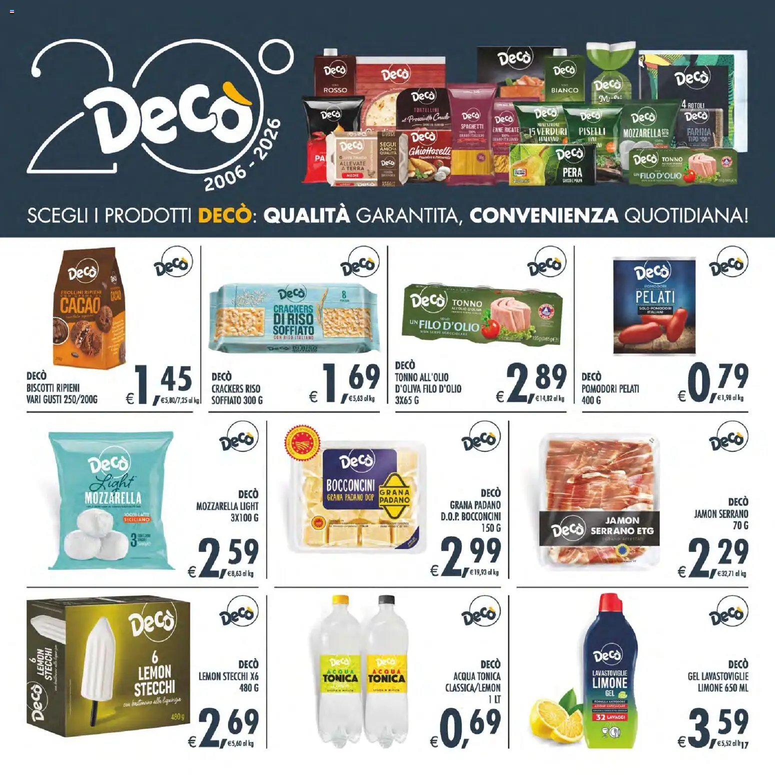 Volantino Decò del 29.05.2026 | Pagina: 18 | Prodotti: Prosciutto Crudo, Pera, Piselli, Cacao