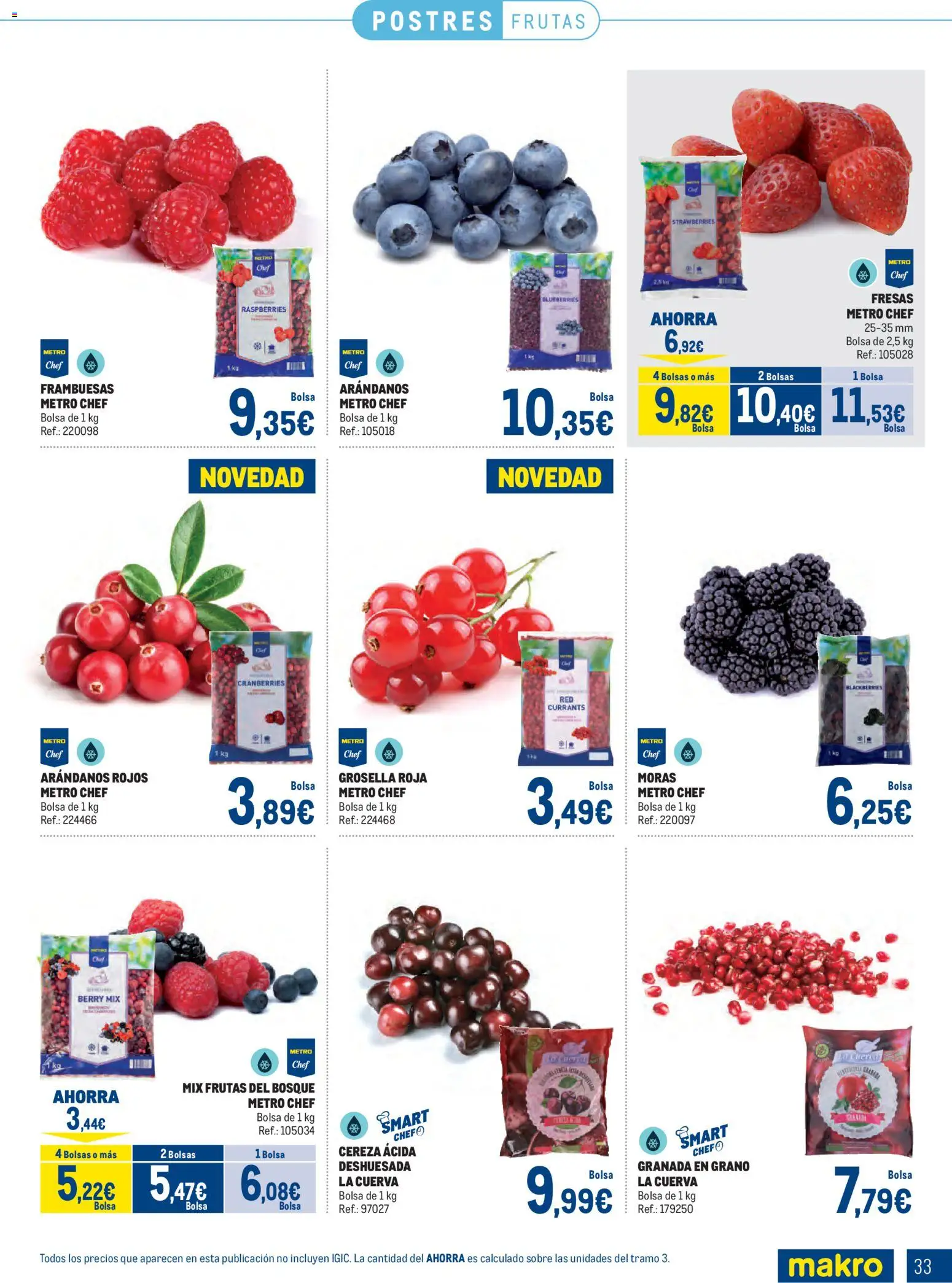Makro Congelados Canarias │ válido desde el 04.05.2026 | Página: 33 | Productos: Fresas, Bolsa, Μερέντα
