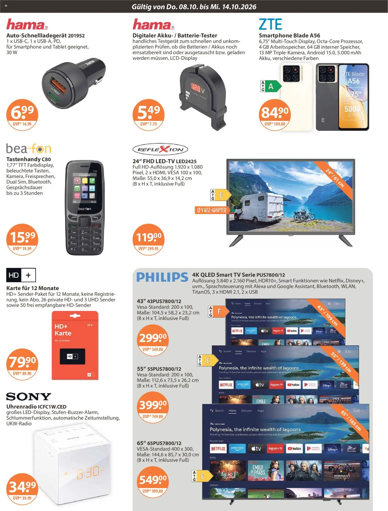 V-Markt Angebote – gültig ab 08.10.2026 | Seite: 18 | Produkte: Smart TV, Smartphone, TV, Video