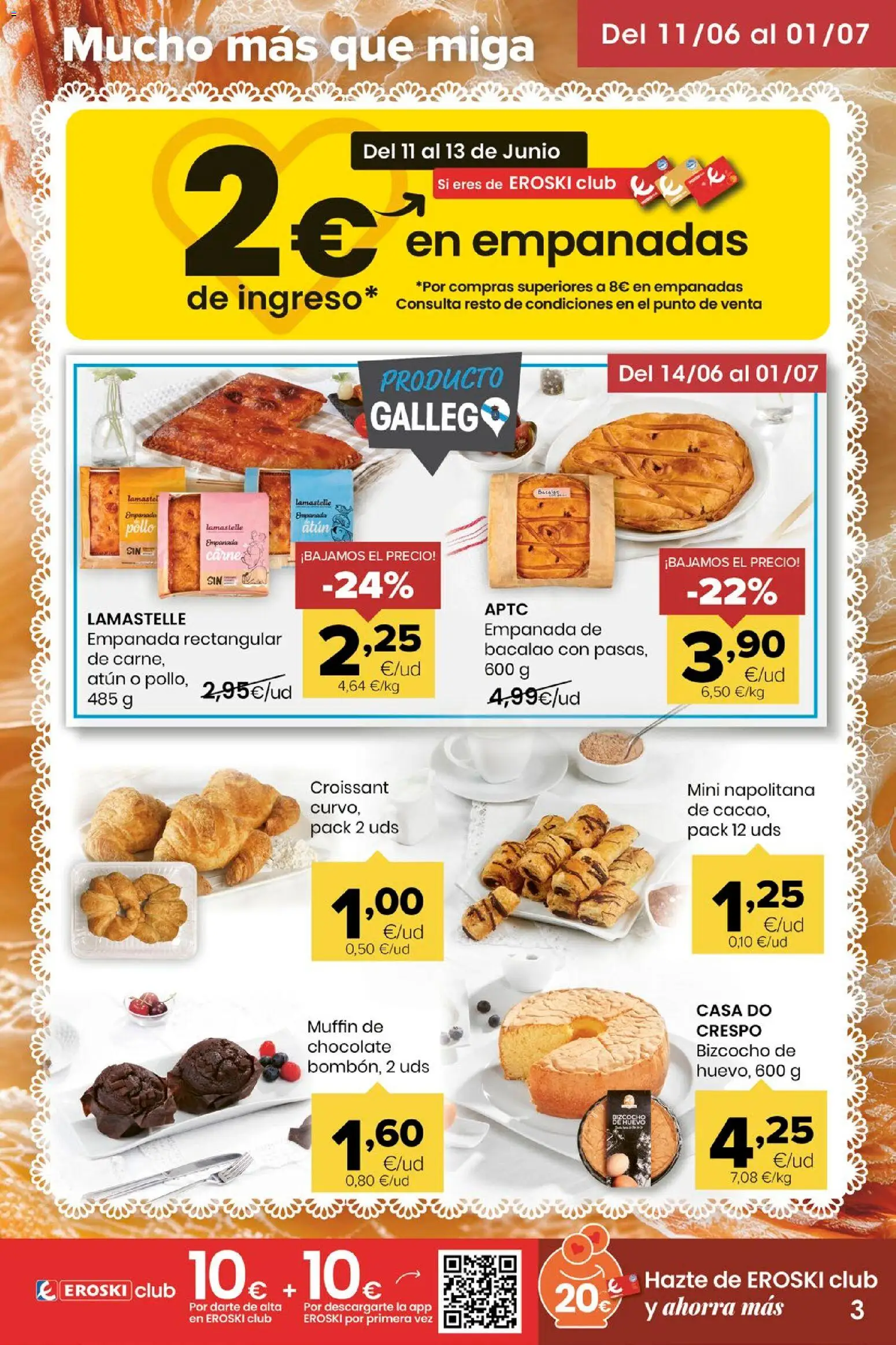 Eroski folleto │ válido desde el 11.06.2026 | Página: 3 | Productos: Chocolate, Croissant, Bizcocho