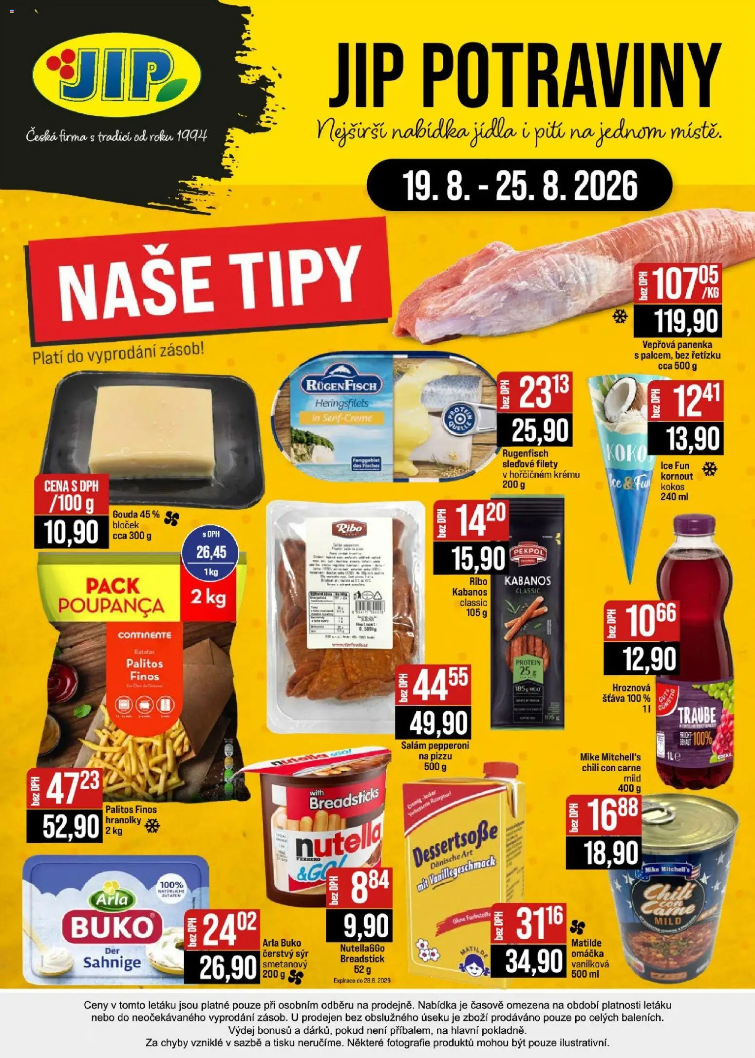 Jip leták - Cash & Carry od 19.08.2026 | Strana: 24 | Produkty: Panenka, Sýr, Šťáva, Nutella