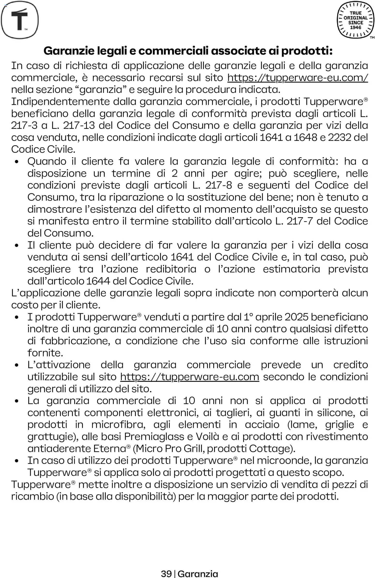 Volantino Tupperware del 01.05.2026 | Pagina: 39 | Prodotti: Guanti