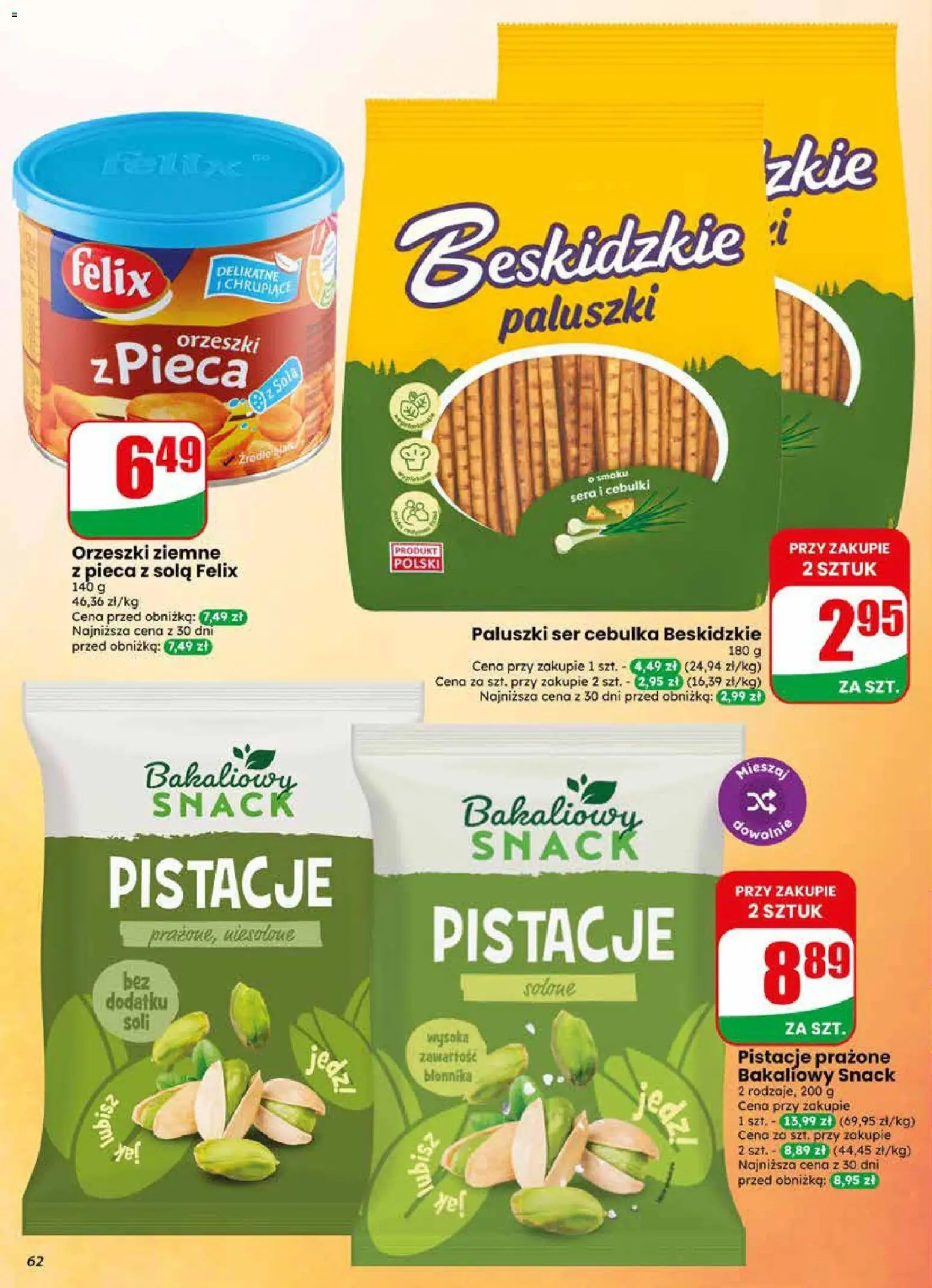 Dino gazetka od 17.06.2026 | Strona: 62 | Produkty: Paluszki, Ser, Orzeszki ziemne