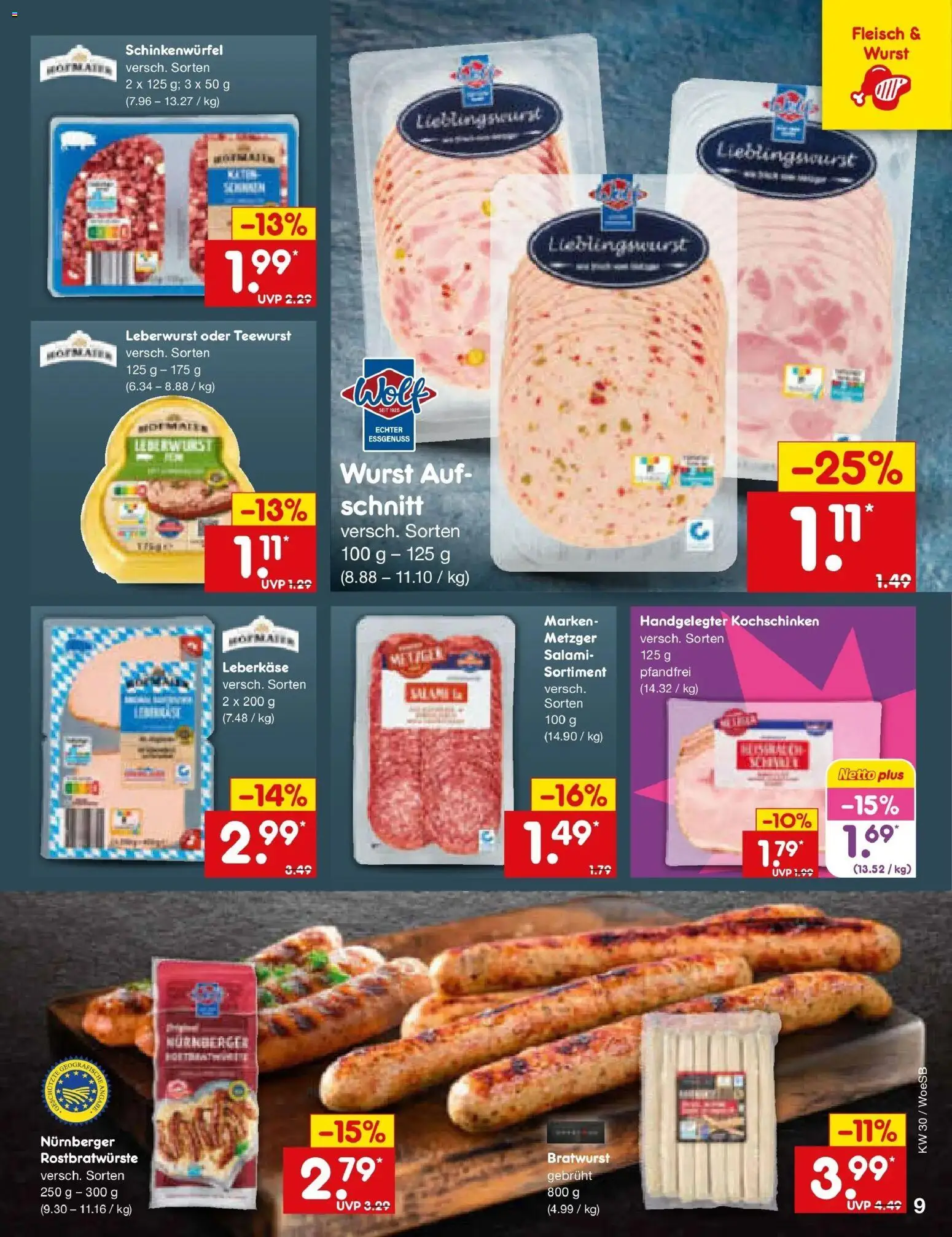 Netto Marken-Discount Prospekt Gemmingen – gültig ab 20.07.2026 | Seite: 13 | Produkte: Bratwurst, Wurst, Fleisch, Leberkase