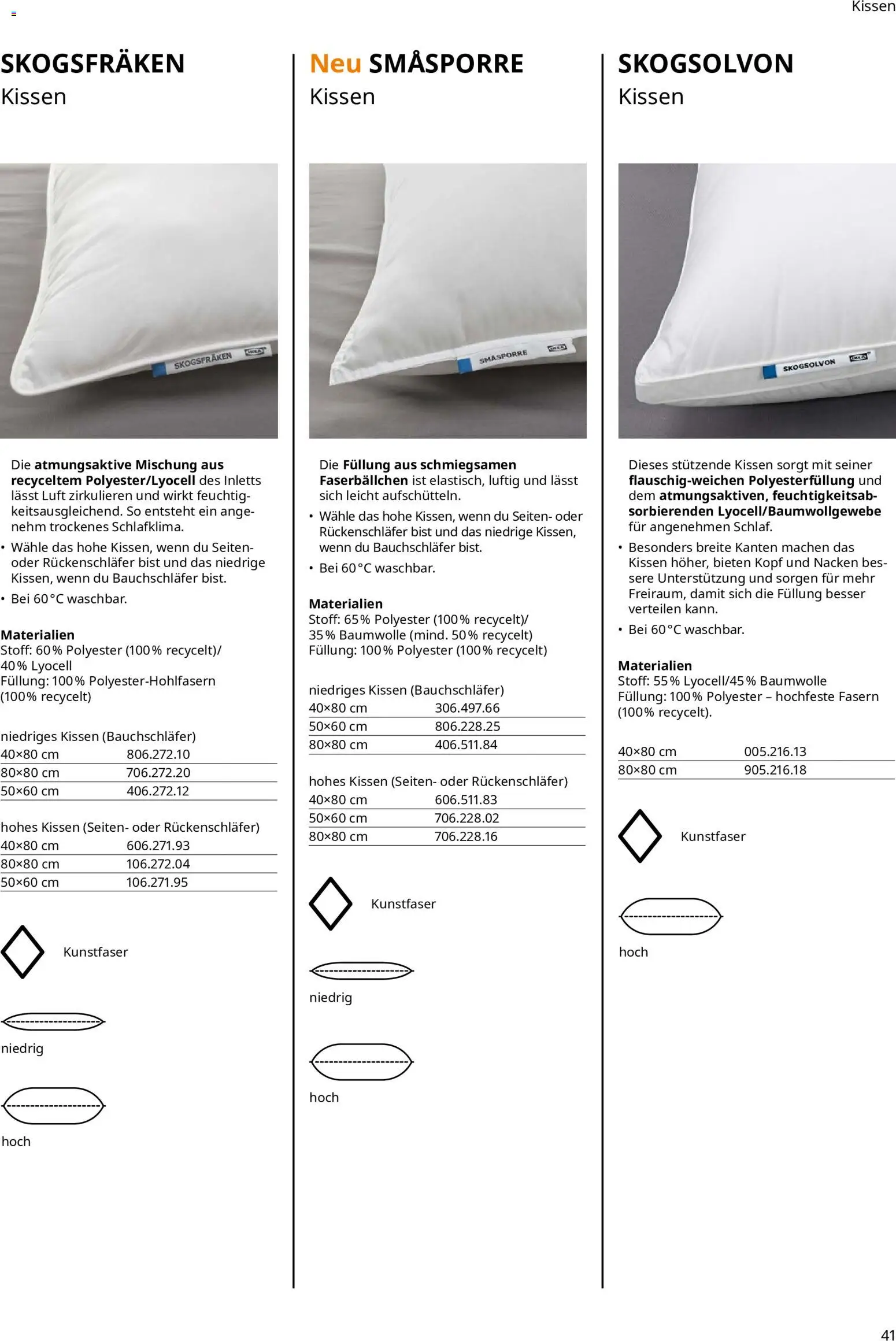 Ikea Prospekt Schlafkomfort – gültig ab 16.09.2026 | Seite: 41 | Produkte: Kissen
