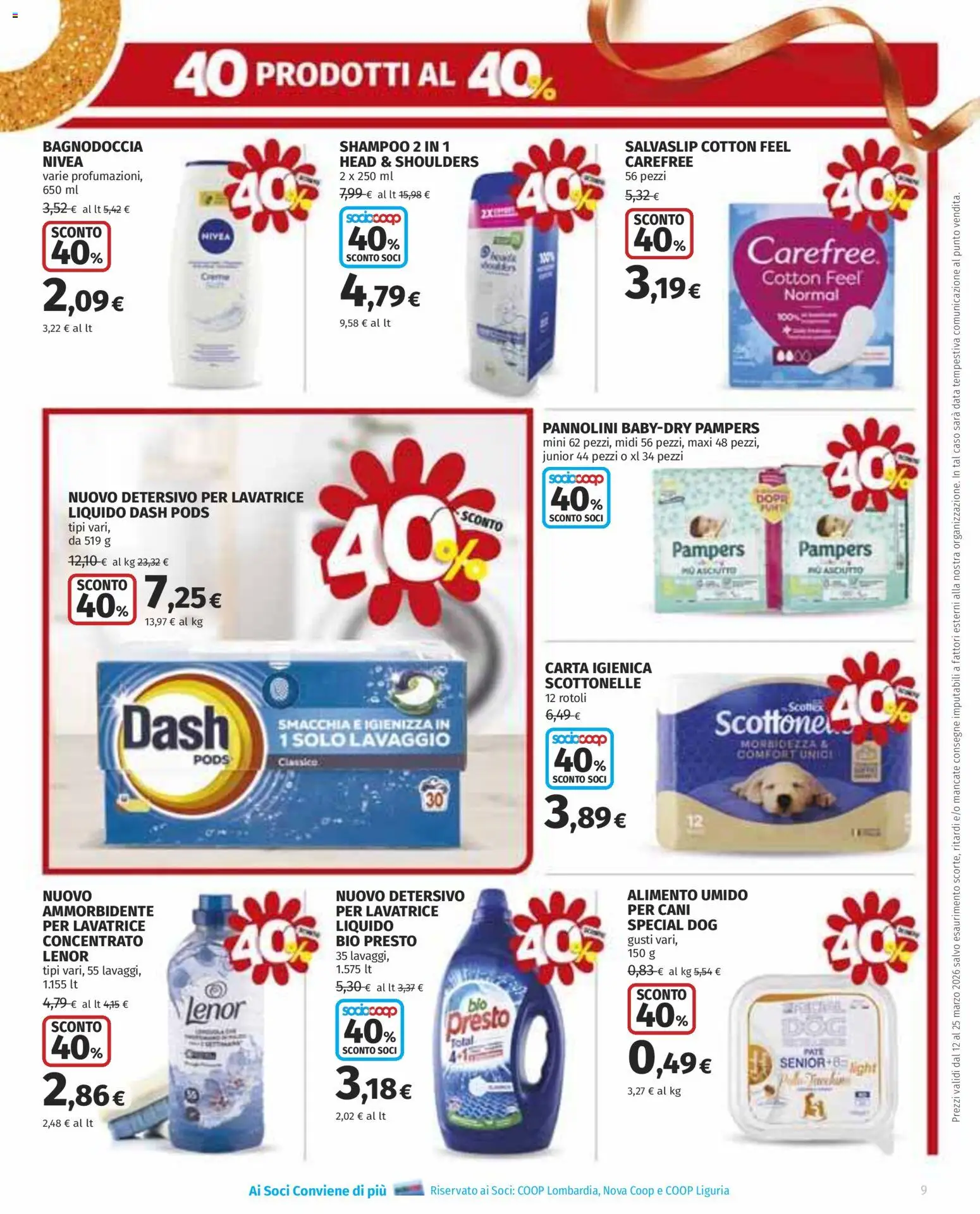 Volantino COOP del 12.03.2026 | Pagina: 9 | Prodotti: Shampoo, Pannolini, Ammorbidente, Data