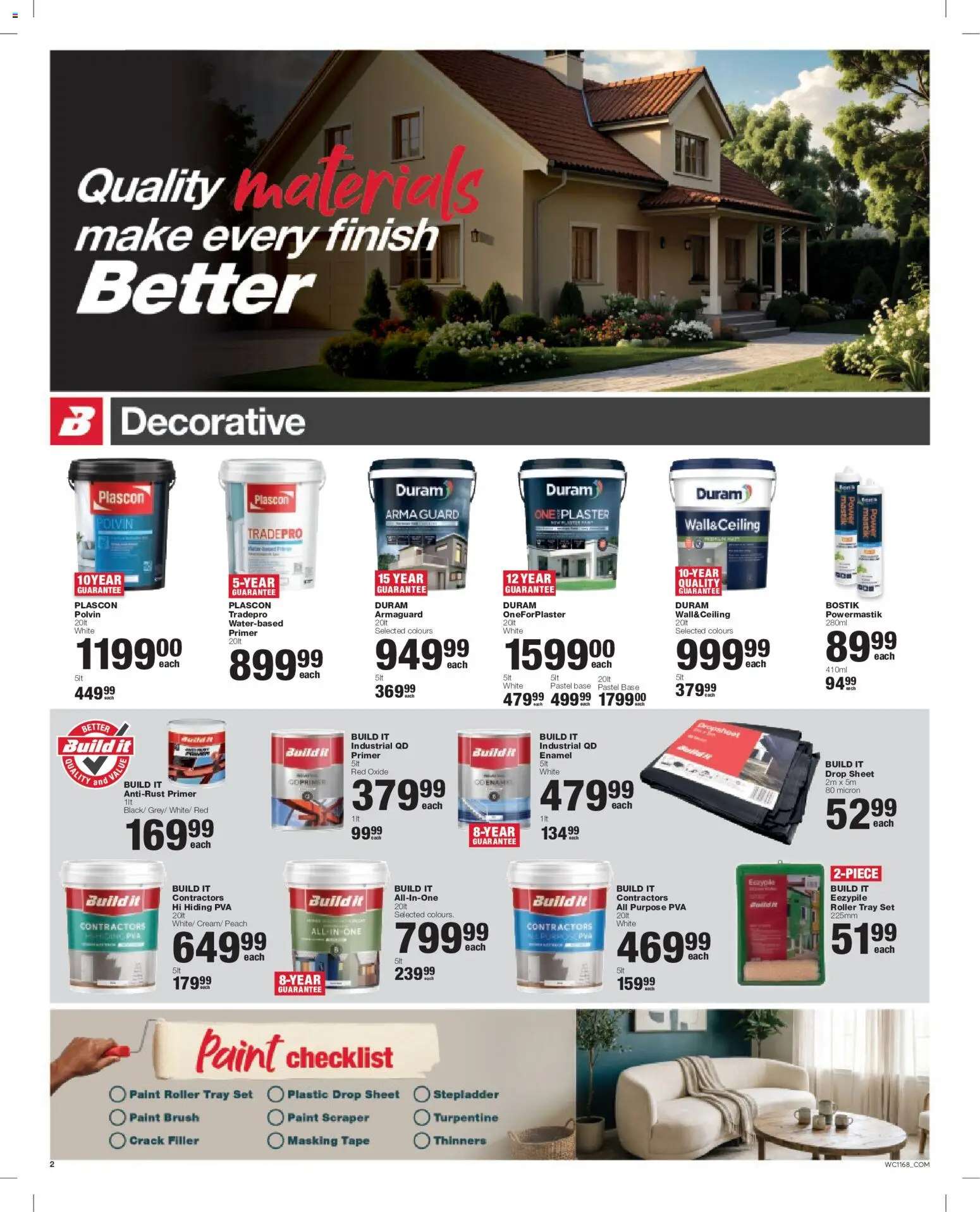 New Build It catalogue – valid from 25/08/2026 | Page: 2 | Products: Primer, Paint, Polvin, Plaster